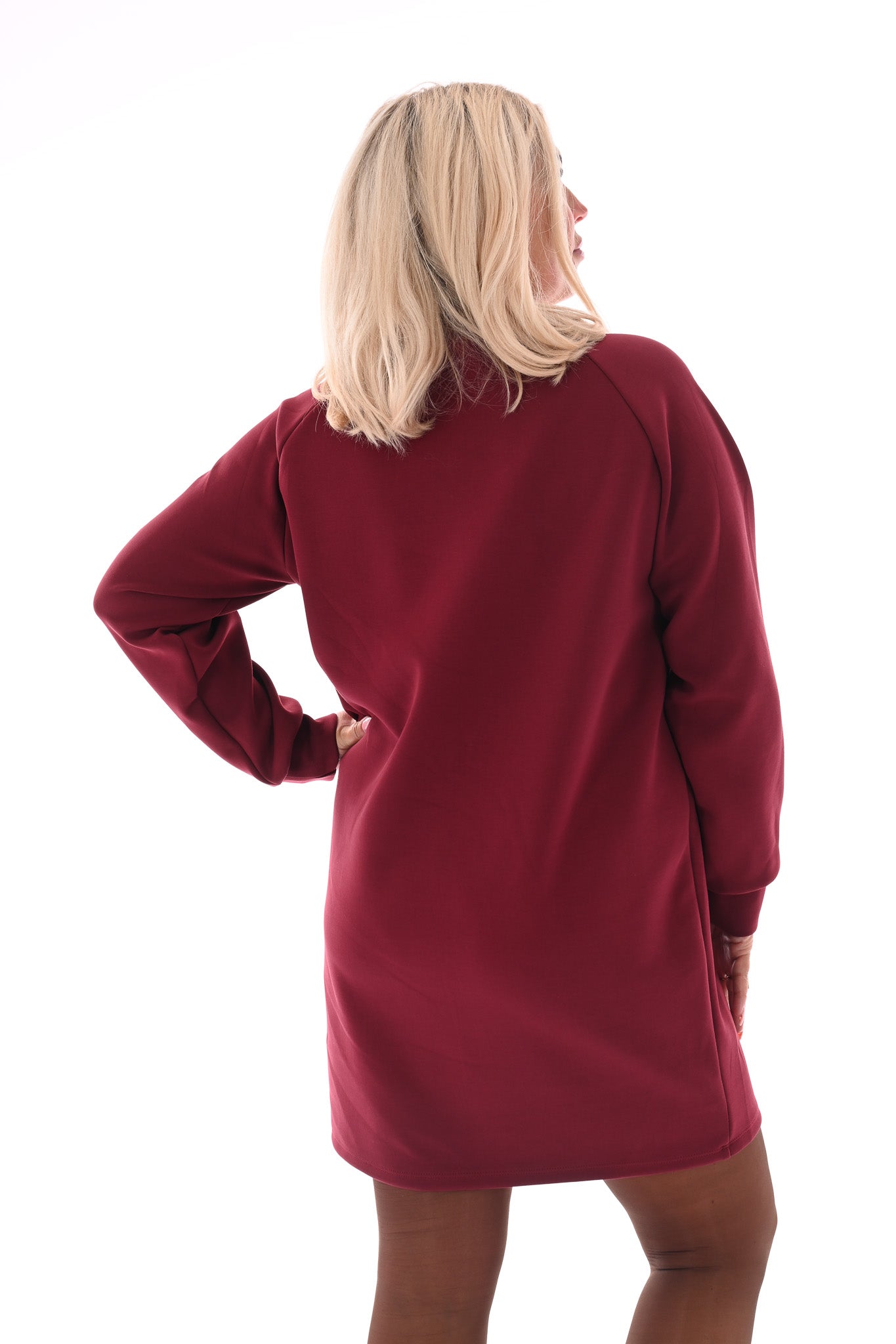 Sweaterdress deluxe met zakken bordeaux