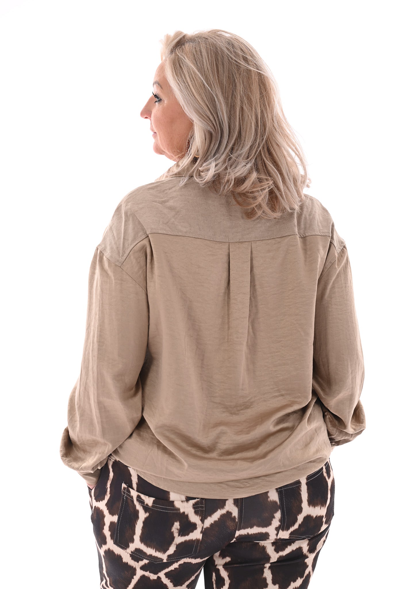 Blouse borstzakken lichtgoud