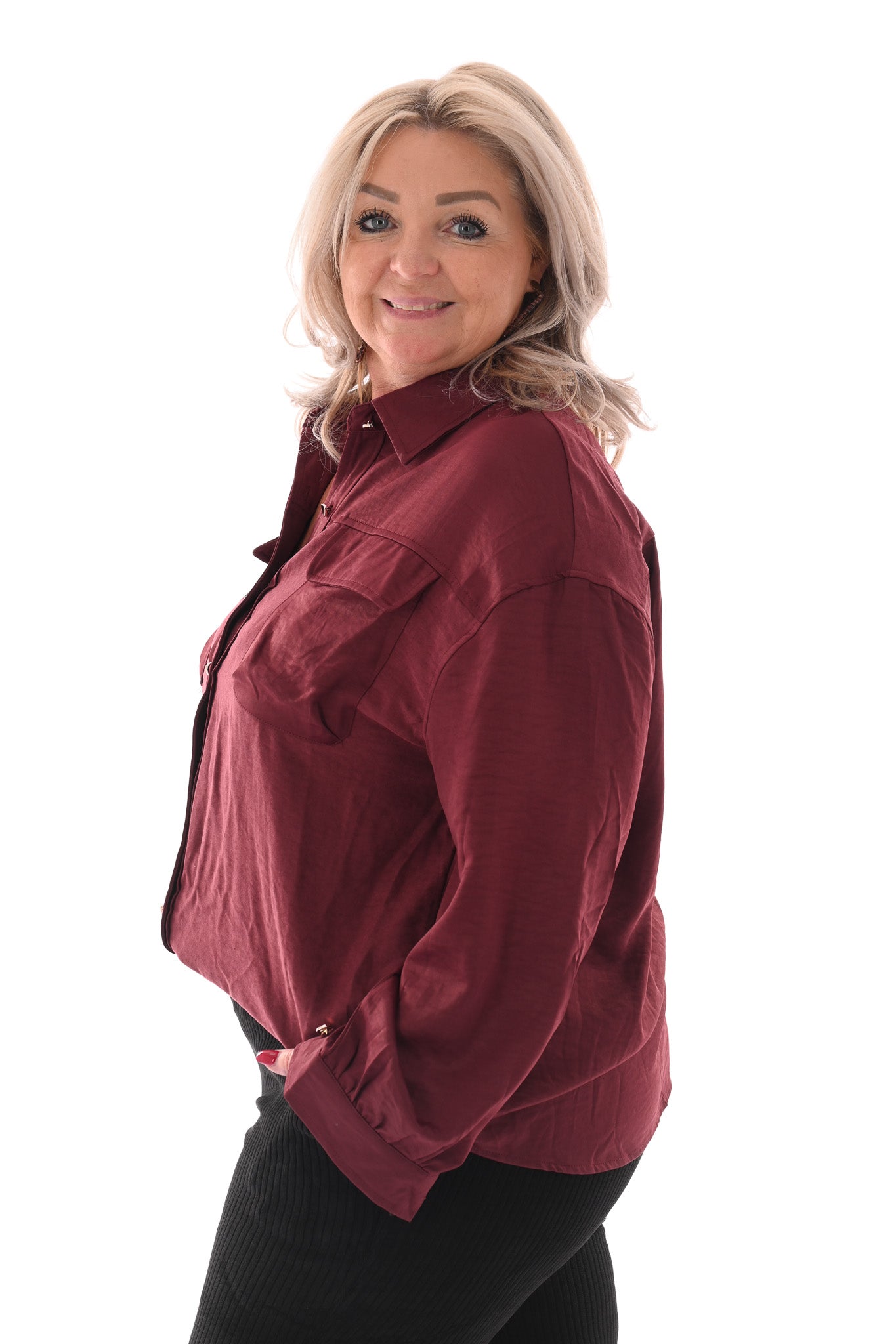 Blouse borstzakken bordeaux