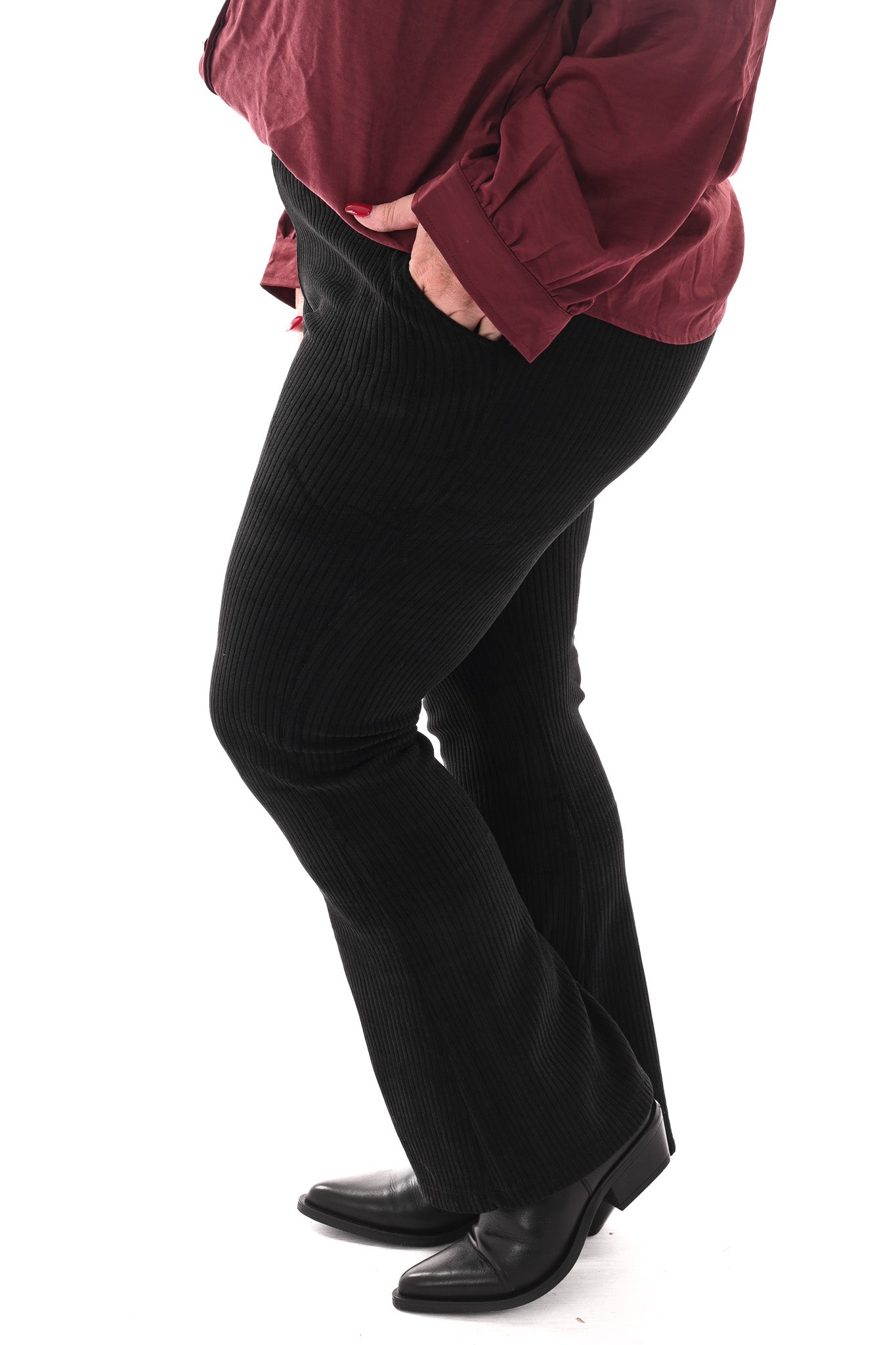 legging rib flared zwart