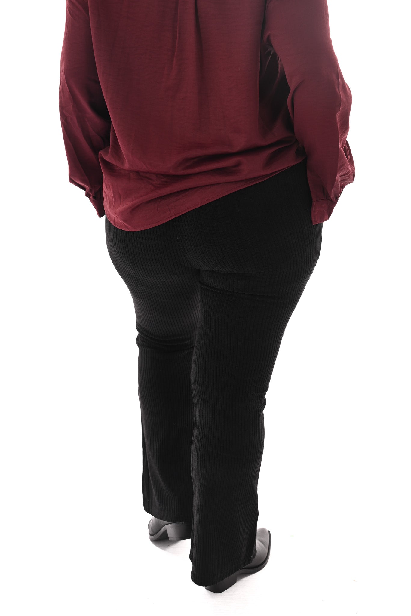 legging rib flared zwart