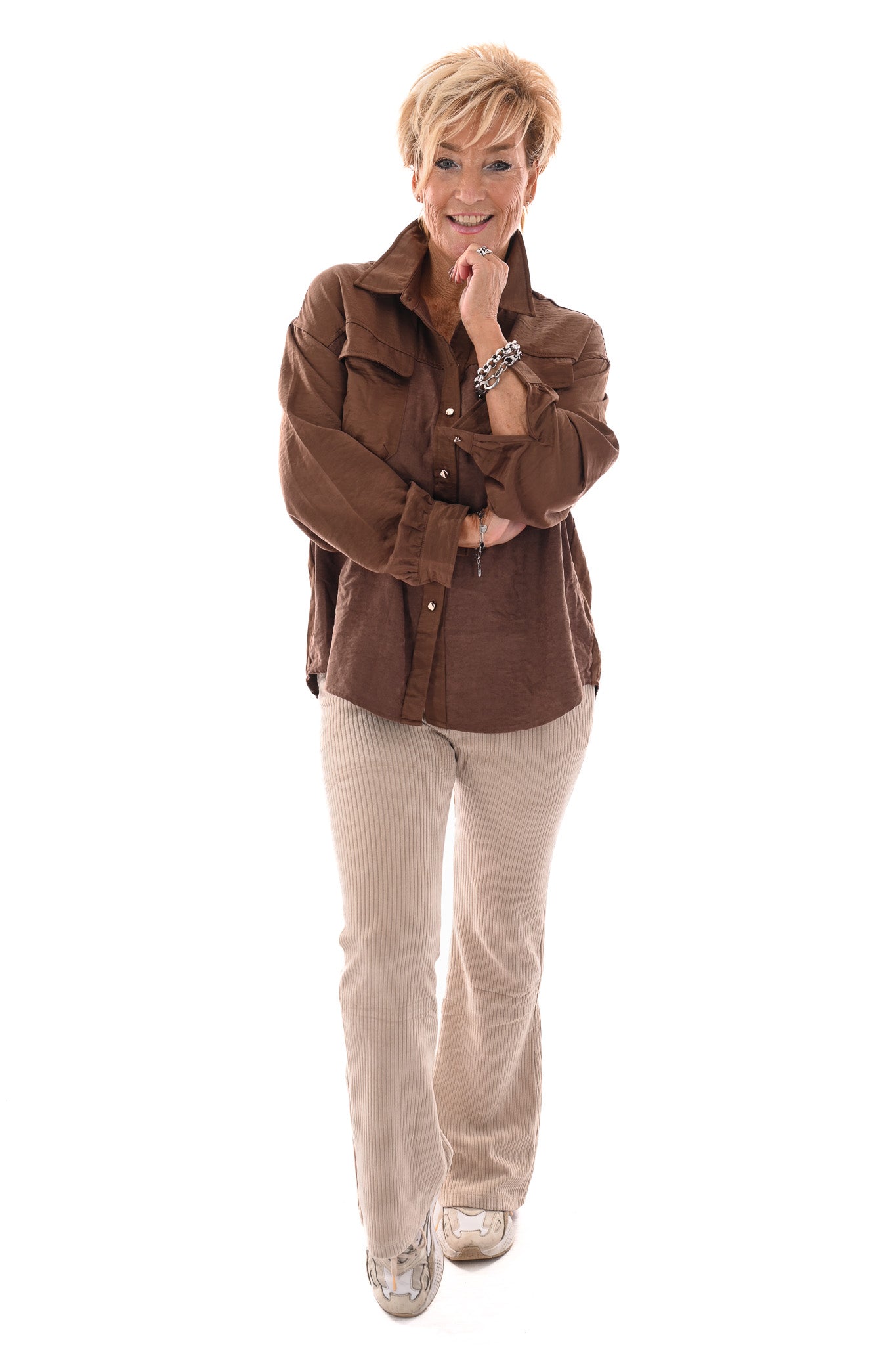 legging rib flared beige