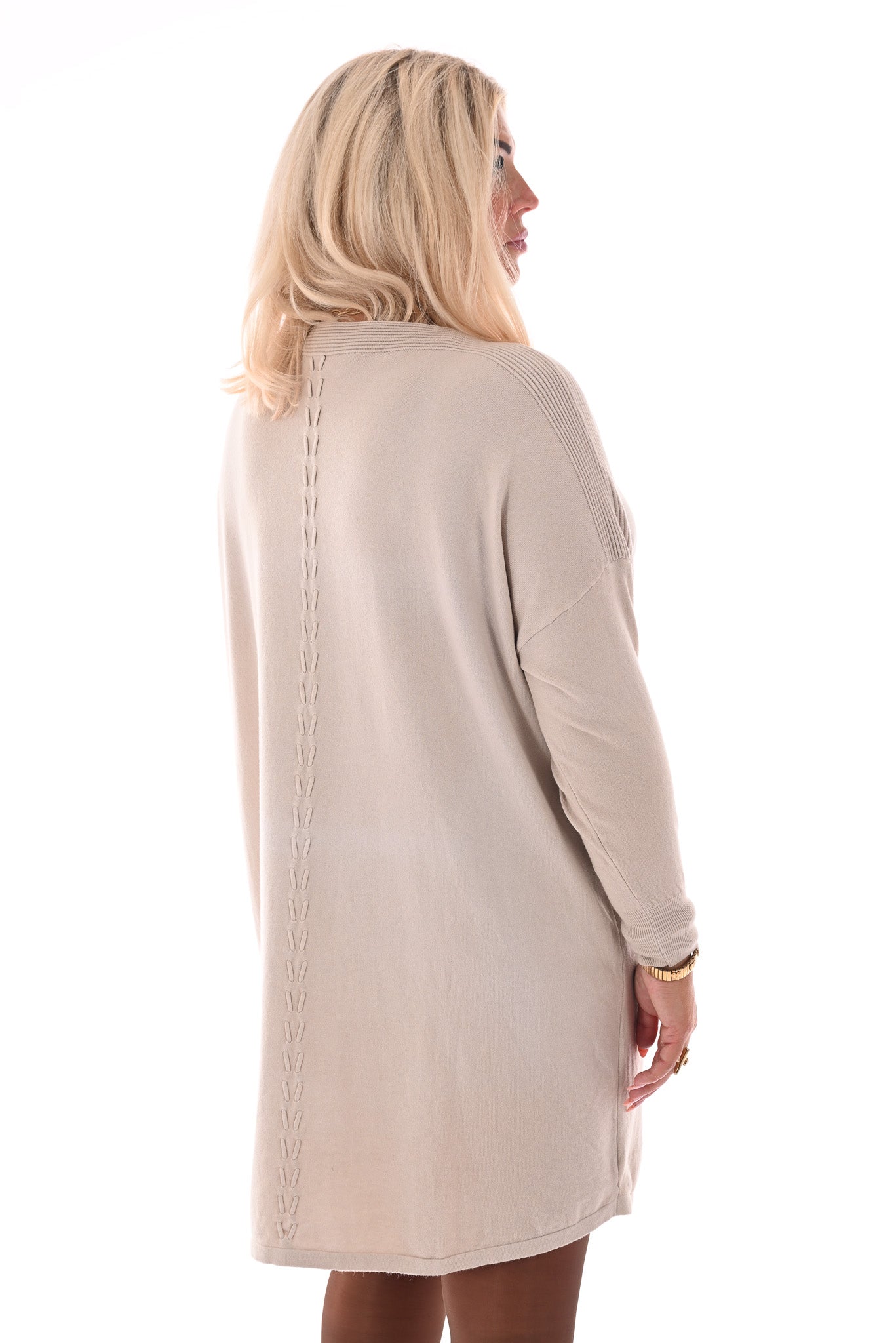 Tuniek boothals met strepen op de rug beige