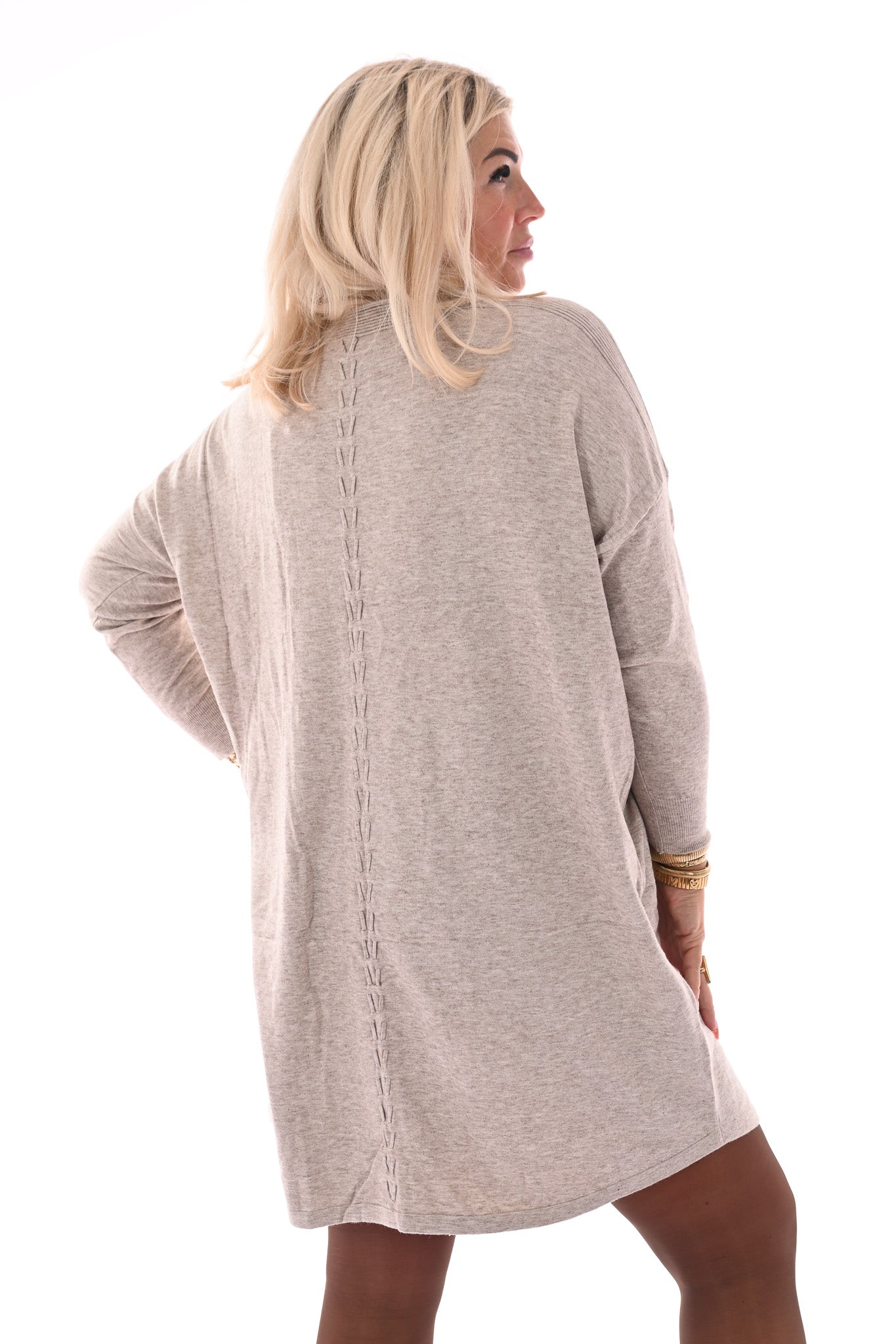 Tuniek boothals met strepen op de rug taupe