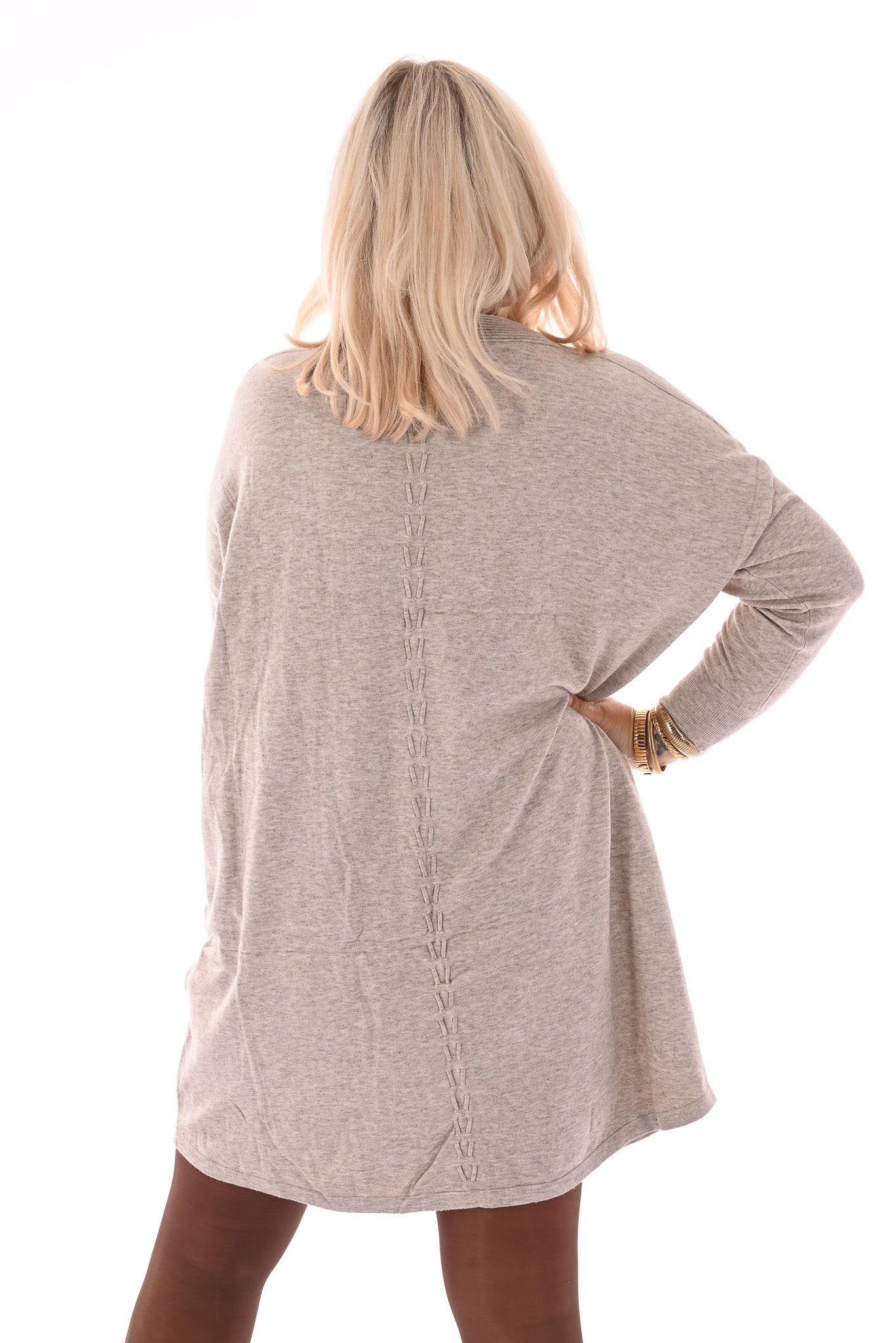 Tuniek boothals met strepen op de rug taupe