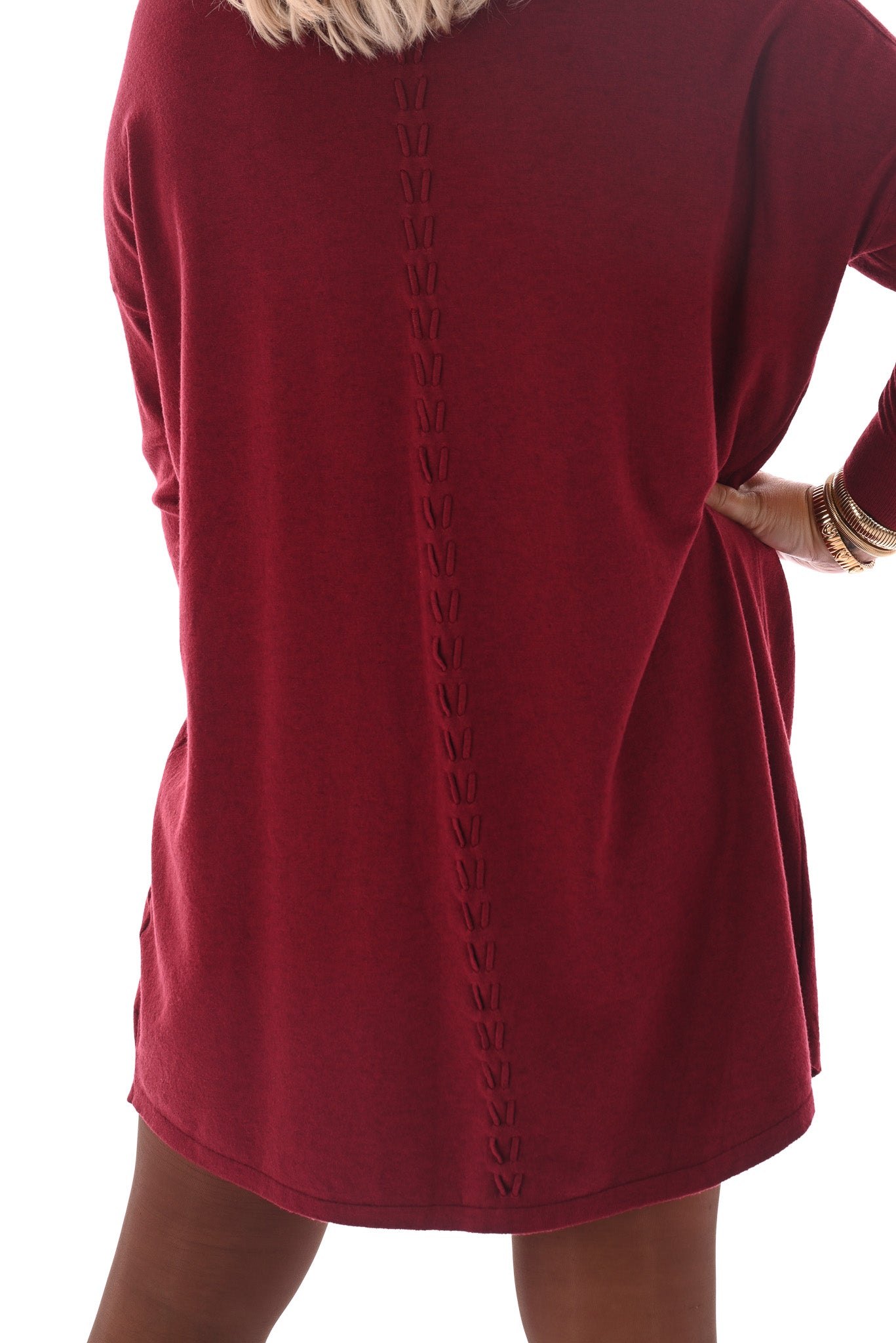 Tuniek boothals met strepen op de rug bordeaux