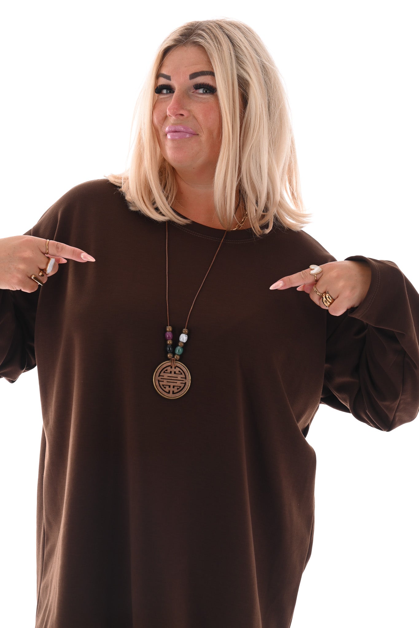 Tuniek met ketting donkerbruin