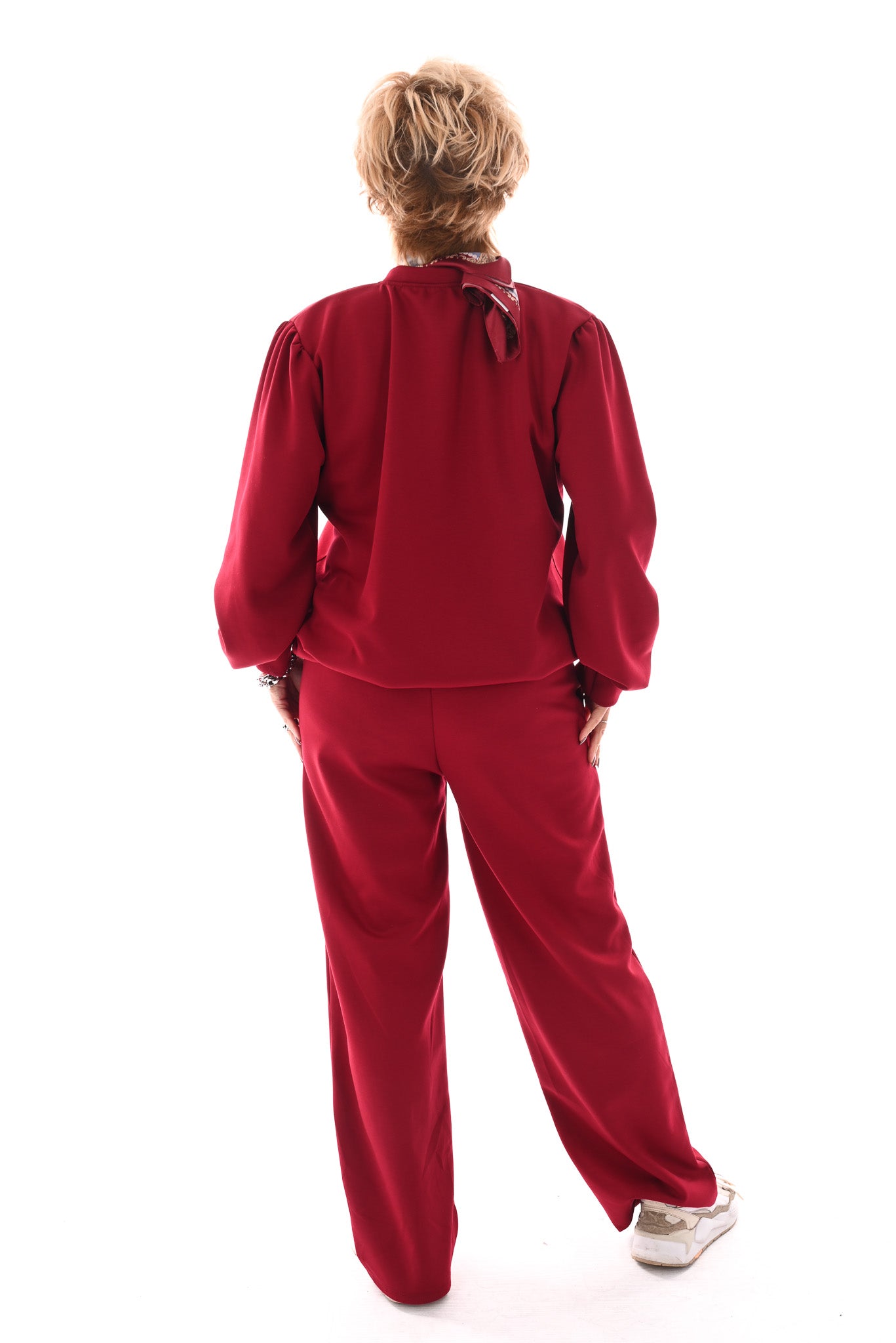 Tweedelig pak basic v-hals bordeaux