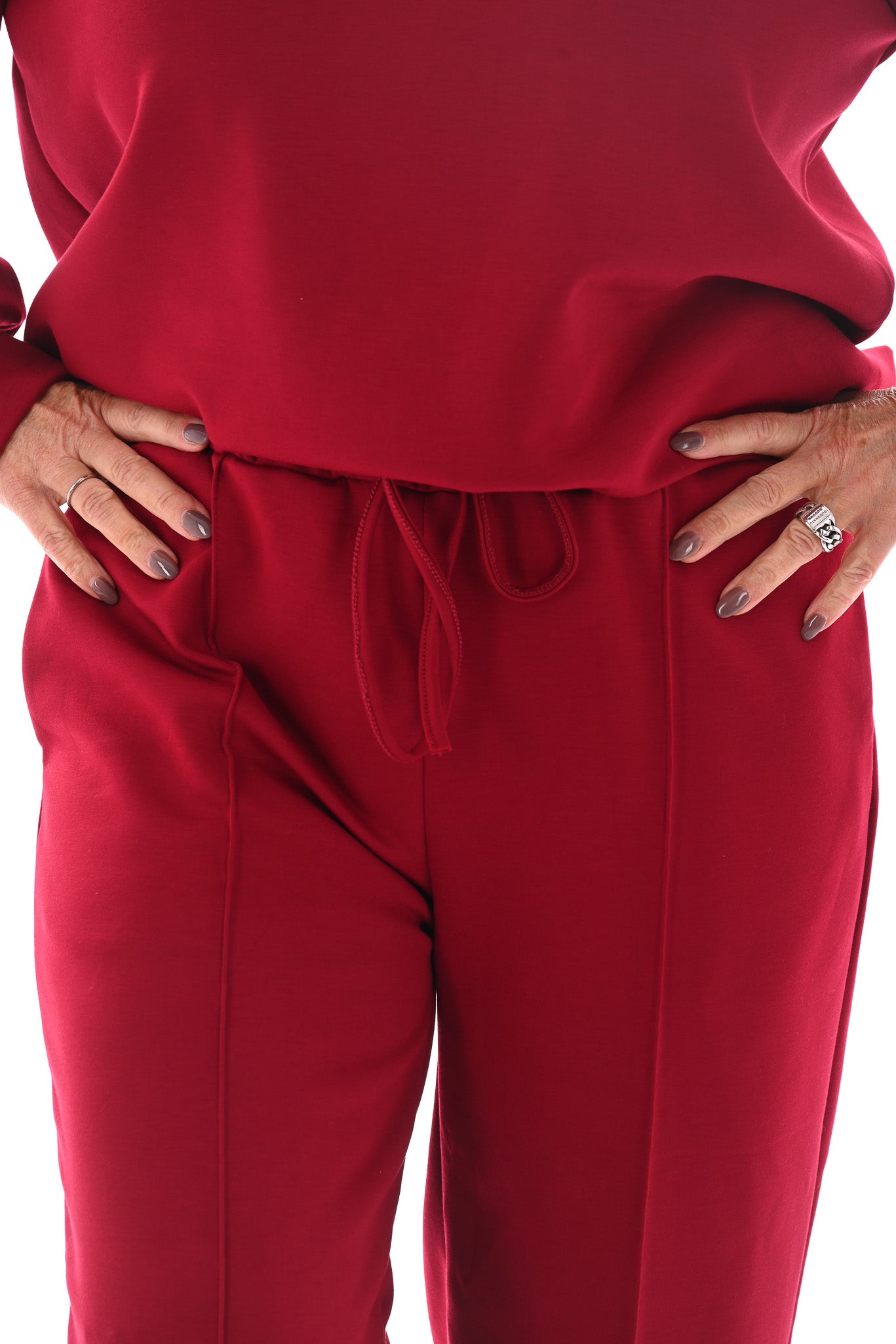 Tweedelig pak basic v-hals bordeaux