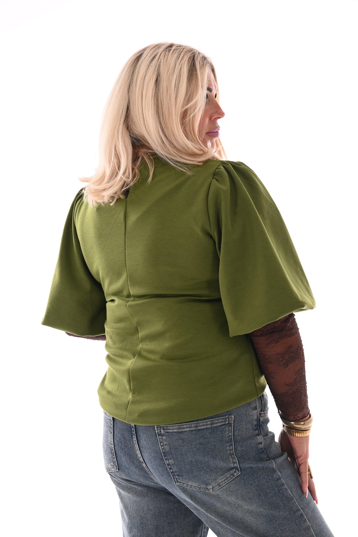 Top pofmouwen groen