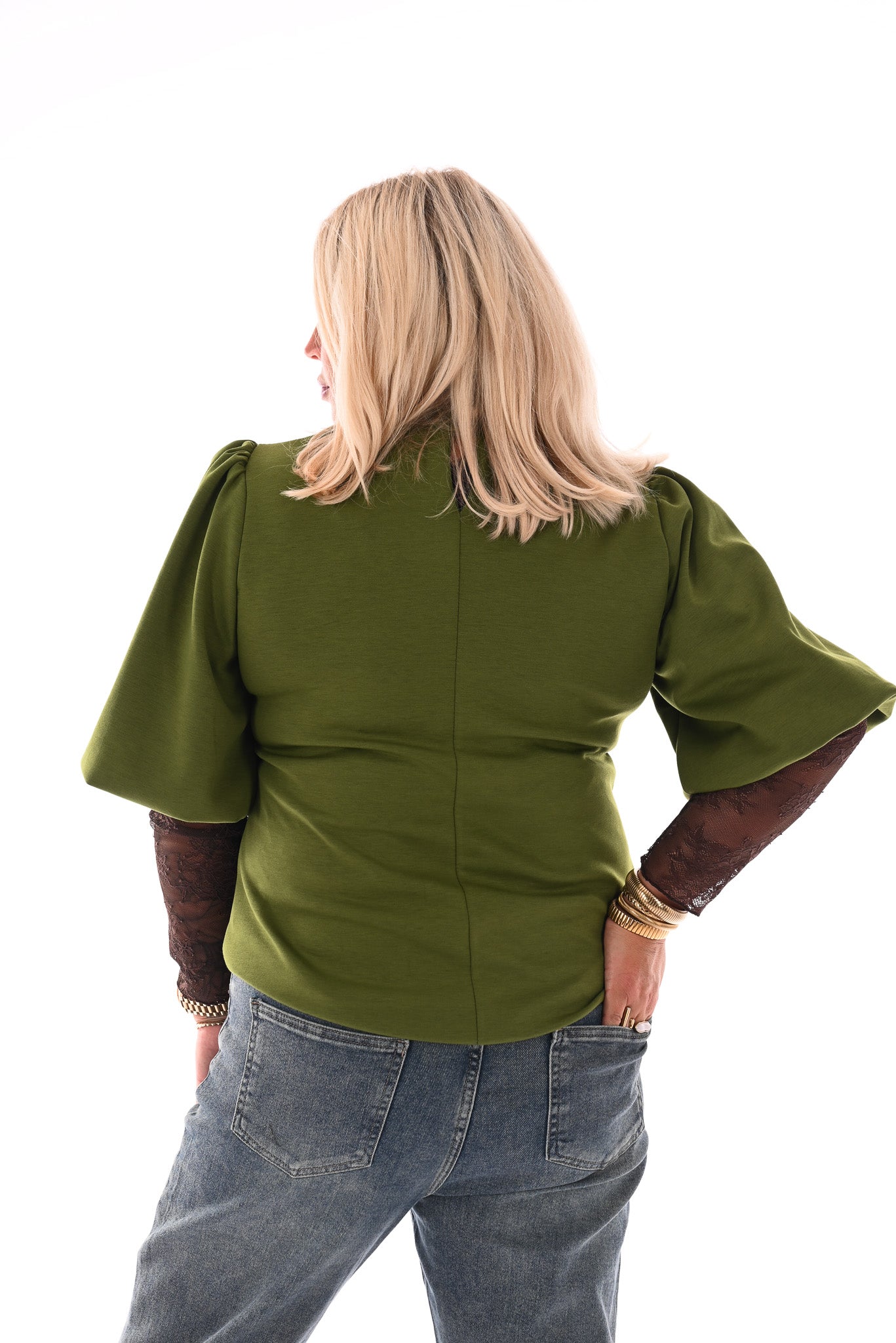 Top pofmouwen groen