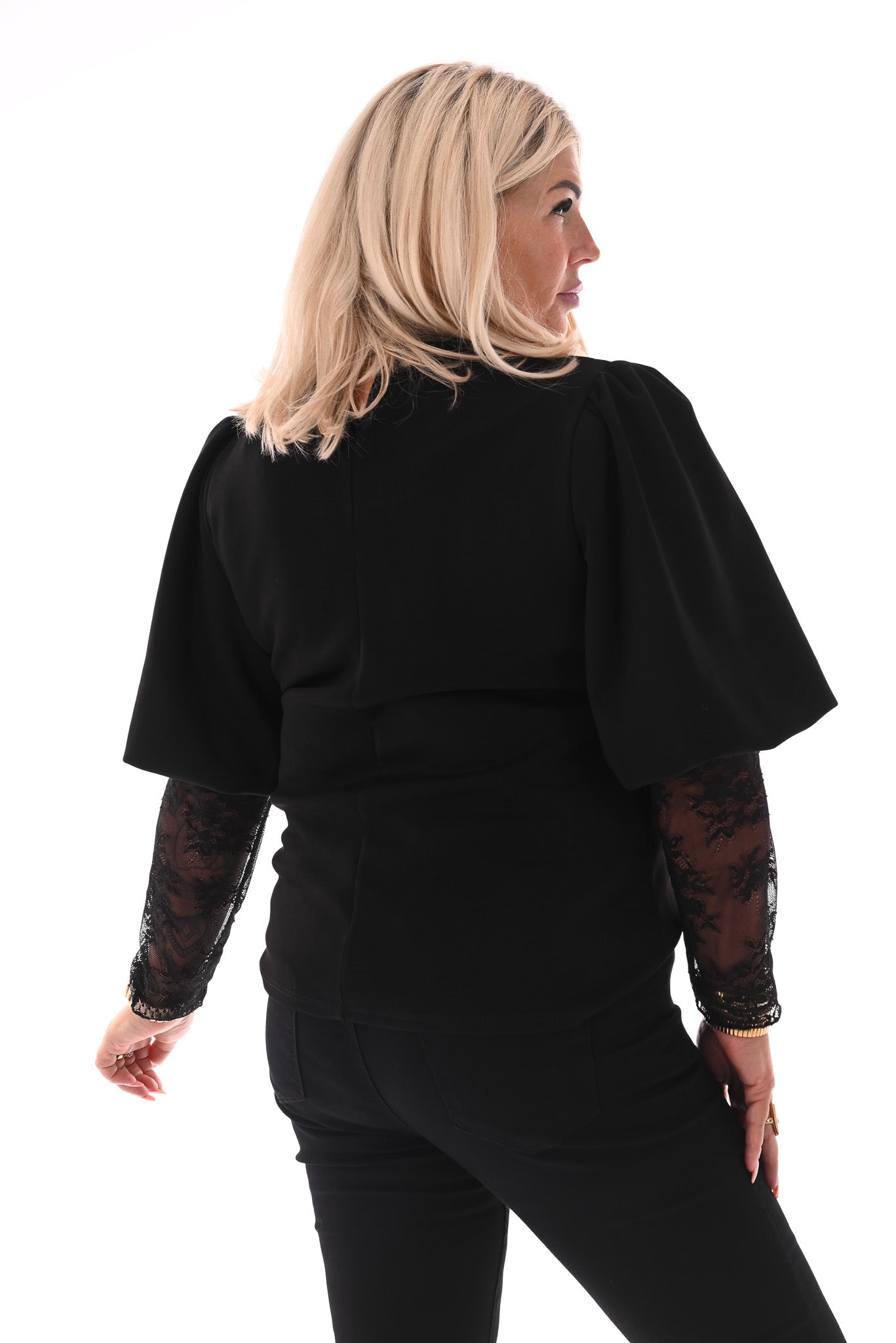 Top pofmouwen zwart
