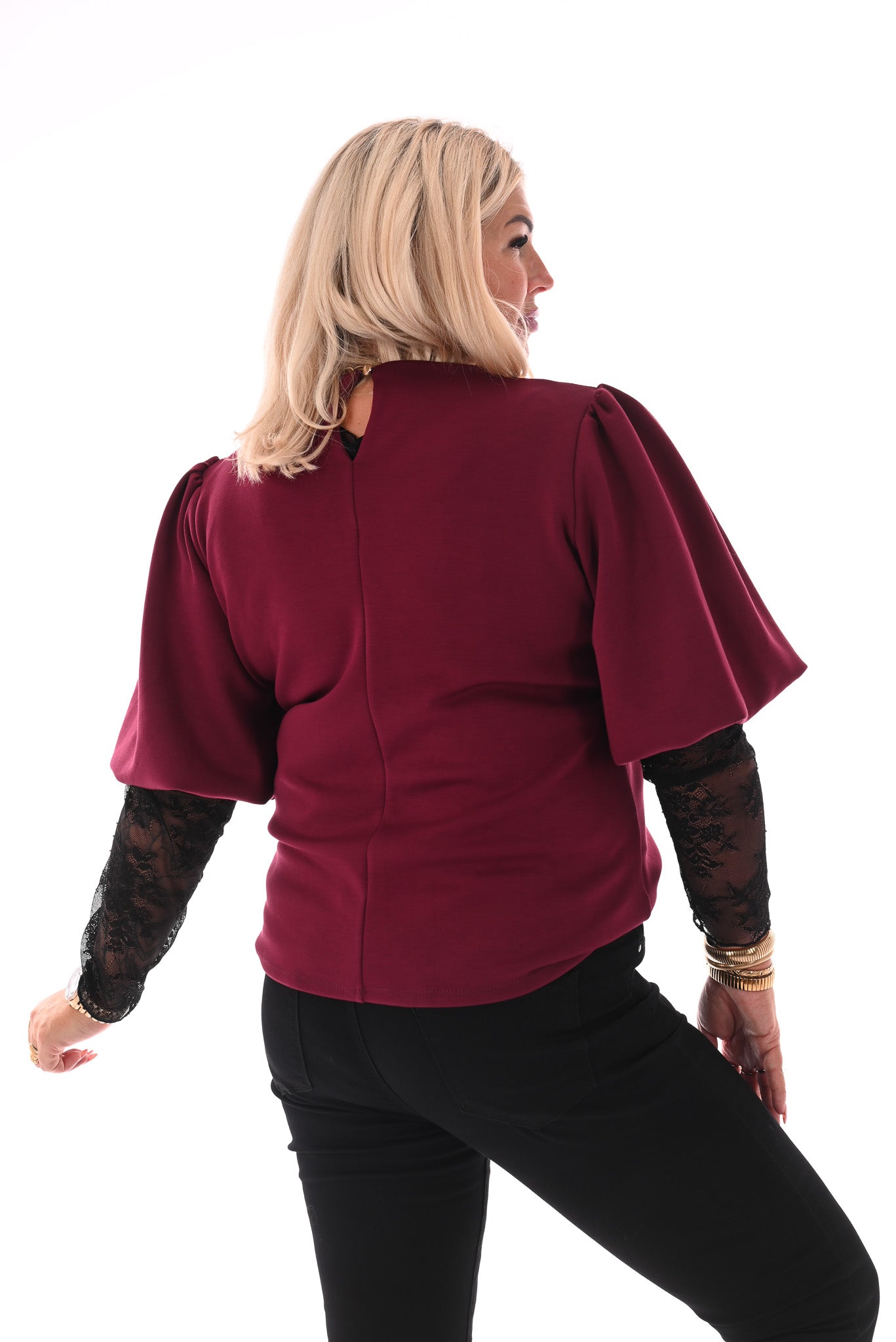 Top pofmouwen bordeaux