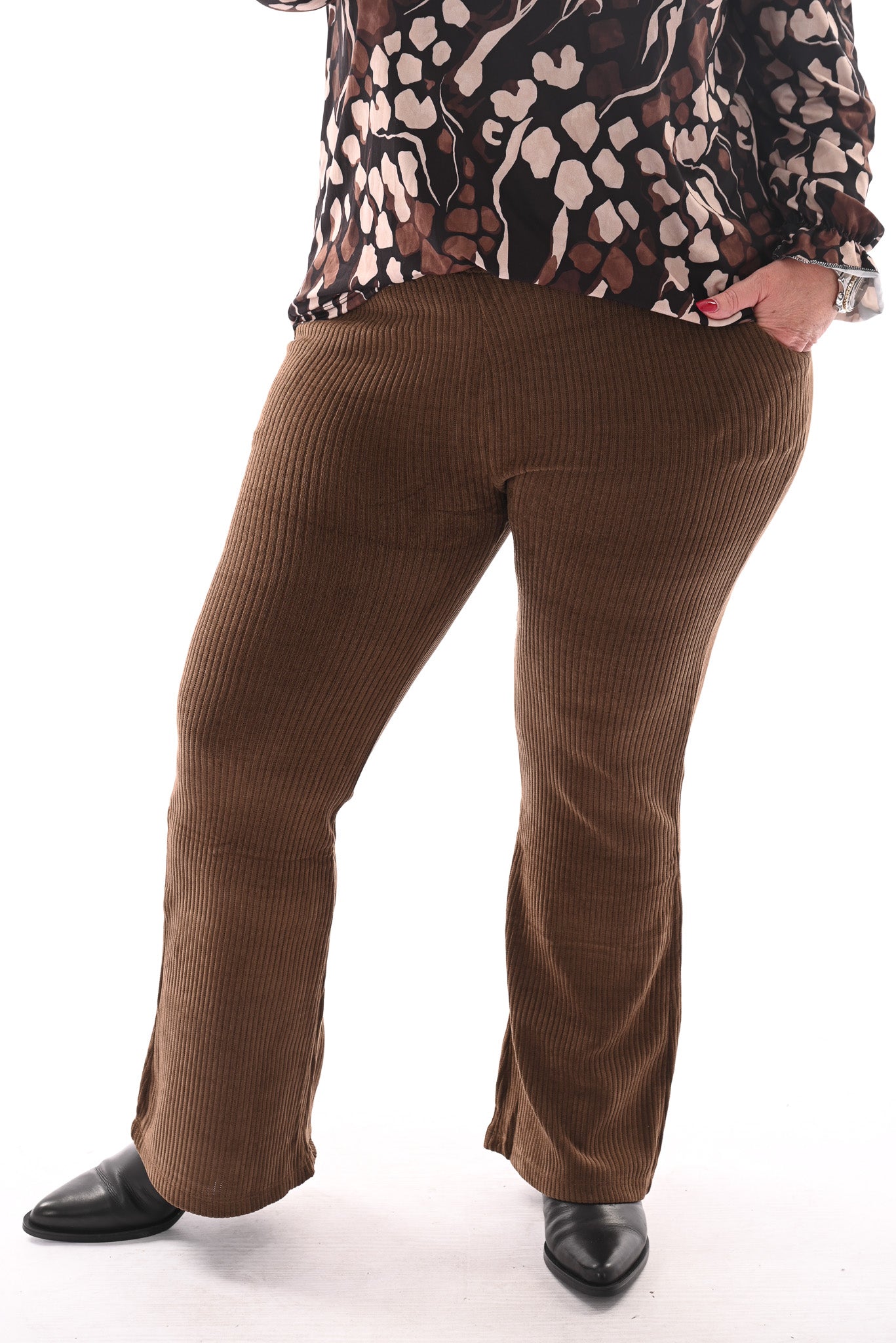 legging rib flared bruin