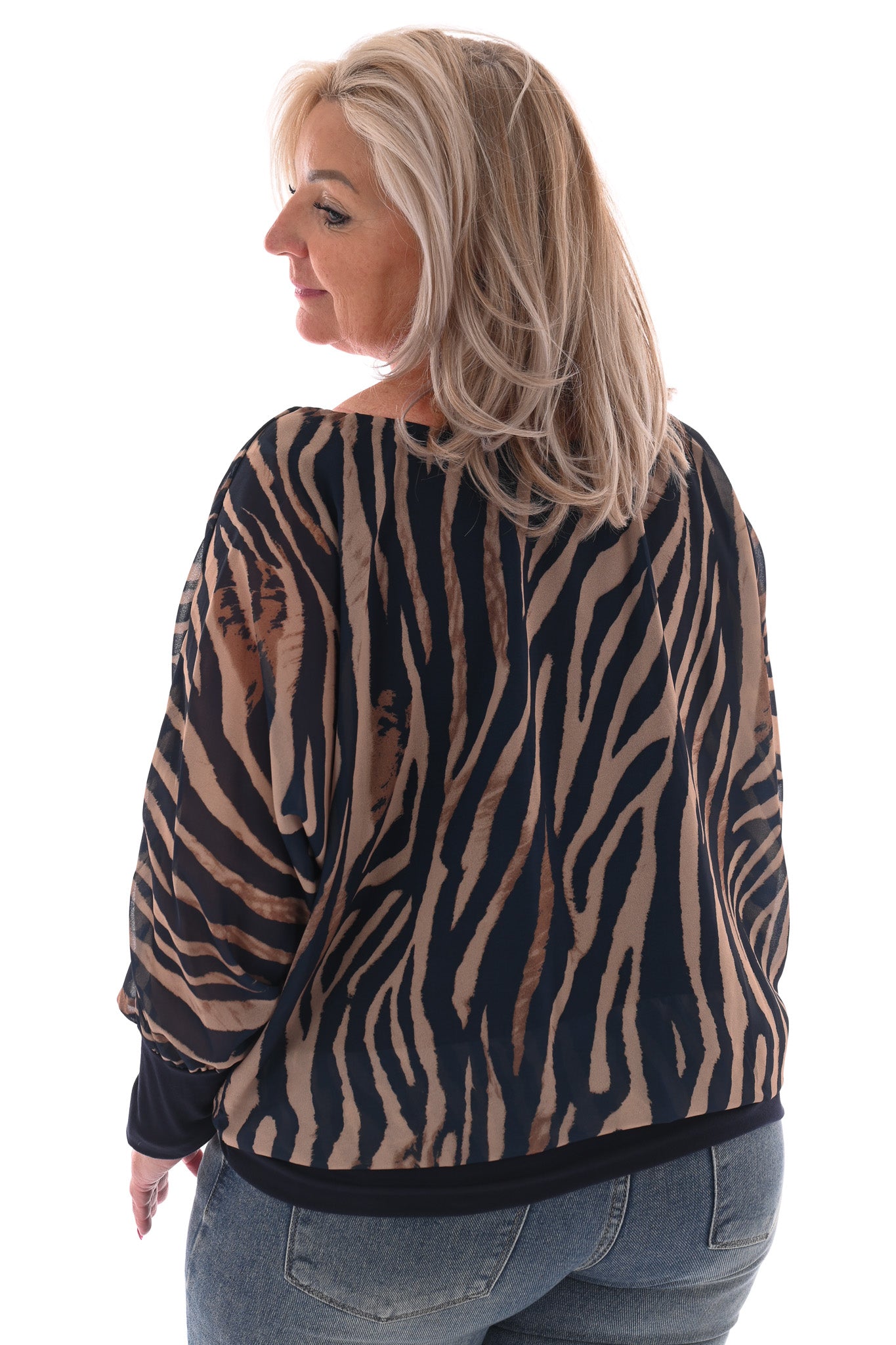 Ballon top print tijger zwart