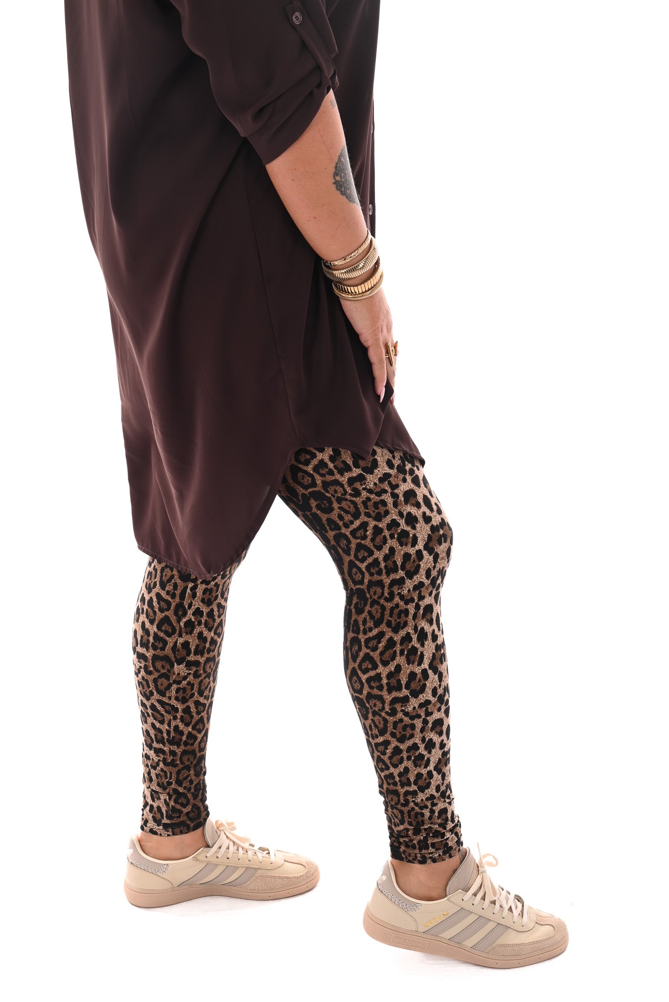 Legging panterprint donkerbruin