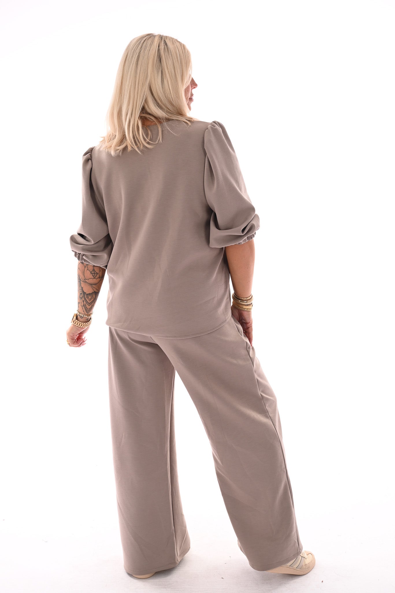 Tweedelig pak 3/4e mouwen deluxe beige