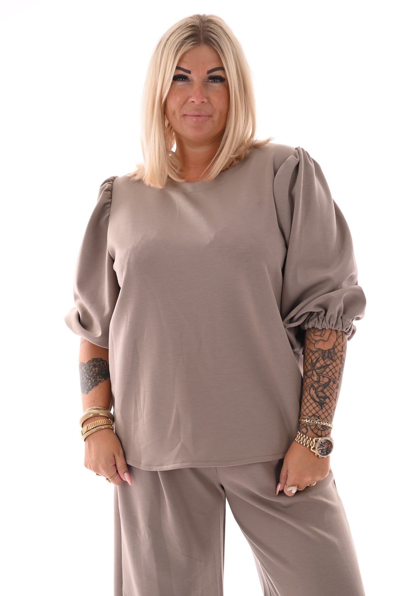 Tweedelig pak 3/4e mouwen deluxe beige