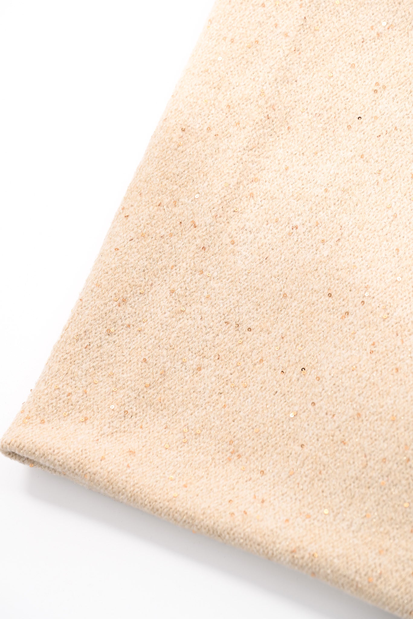 Sjaal met pailletten en franjes creme