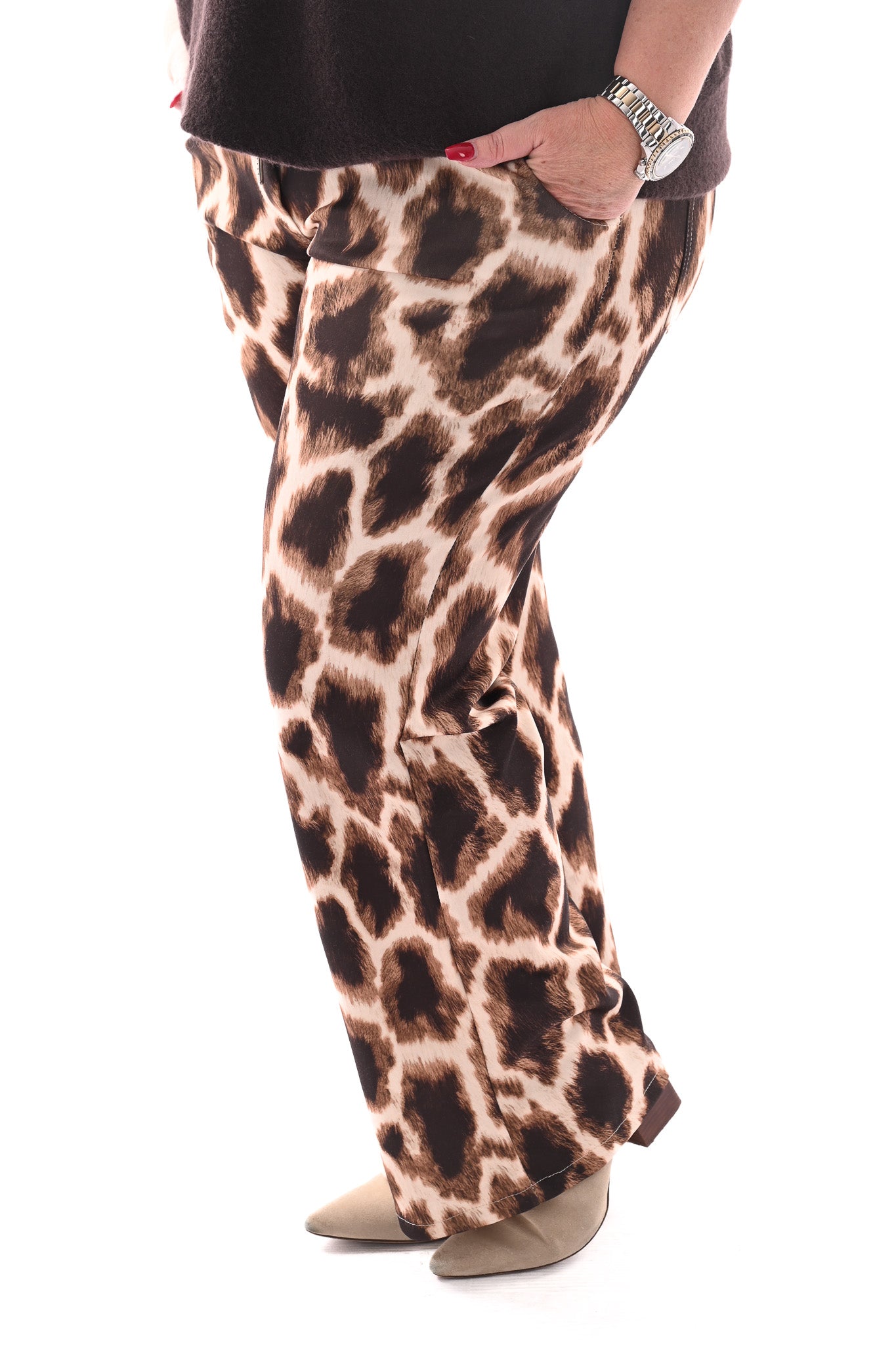 Broek giraffe print bruin
