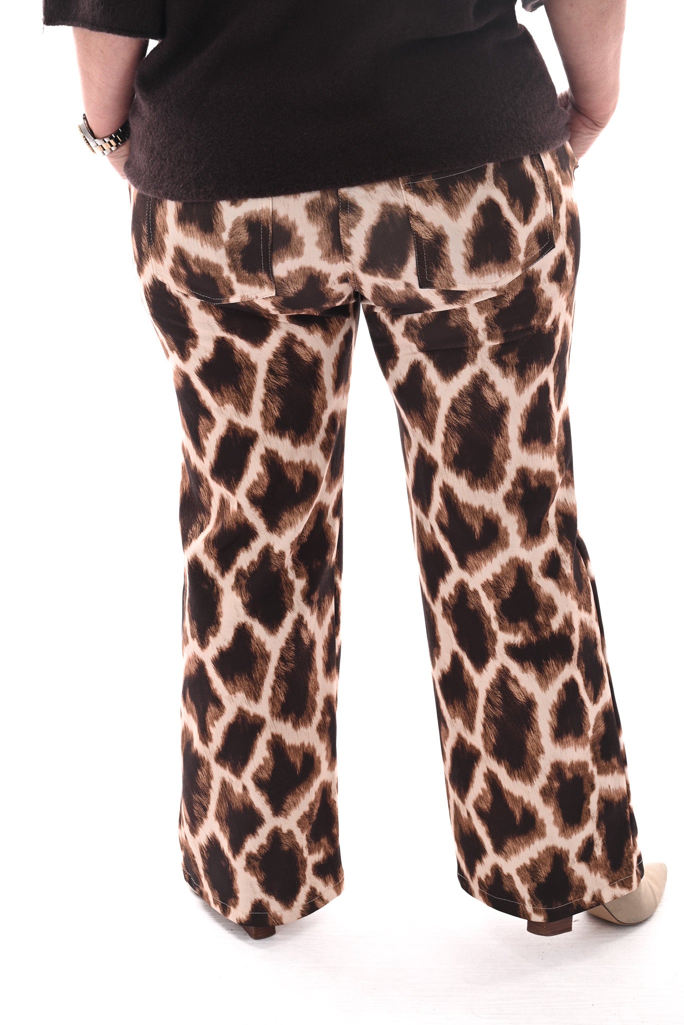 Broek giraffe print bruin
