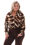Gevlekte printblouse bruin/roomwit