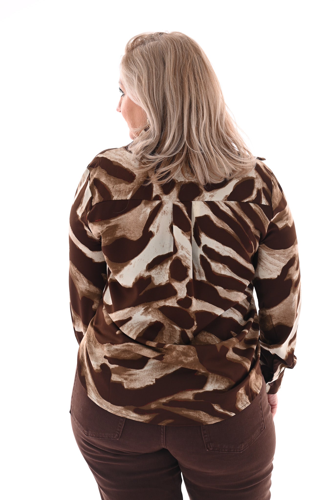 Gevlekte printblouse bruin/roomwit