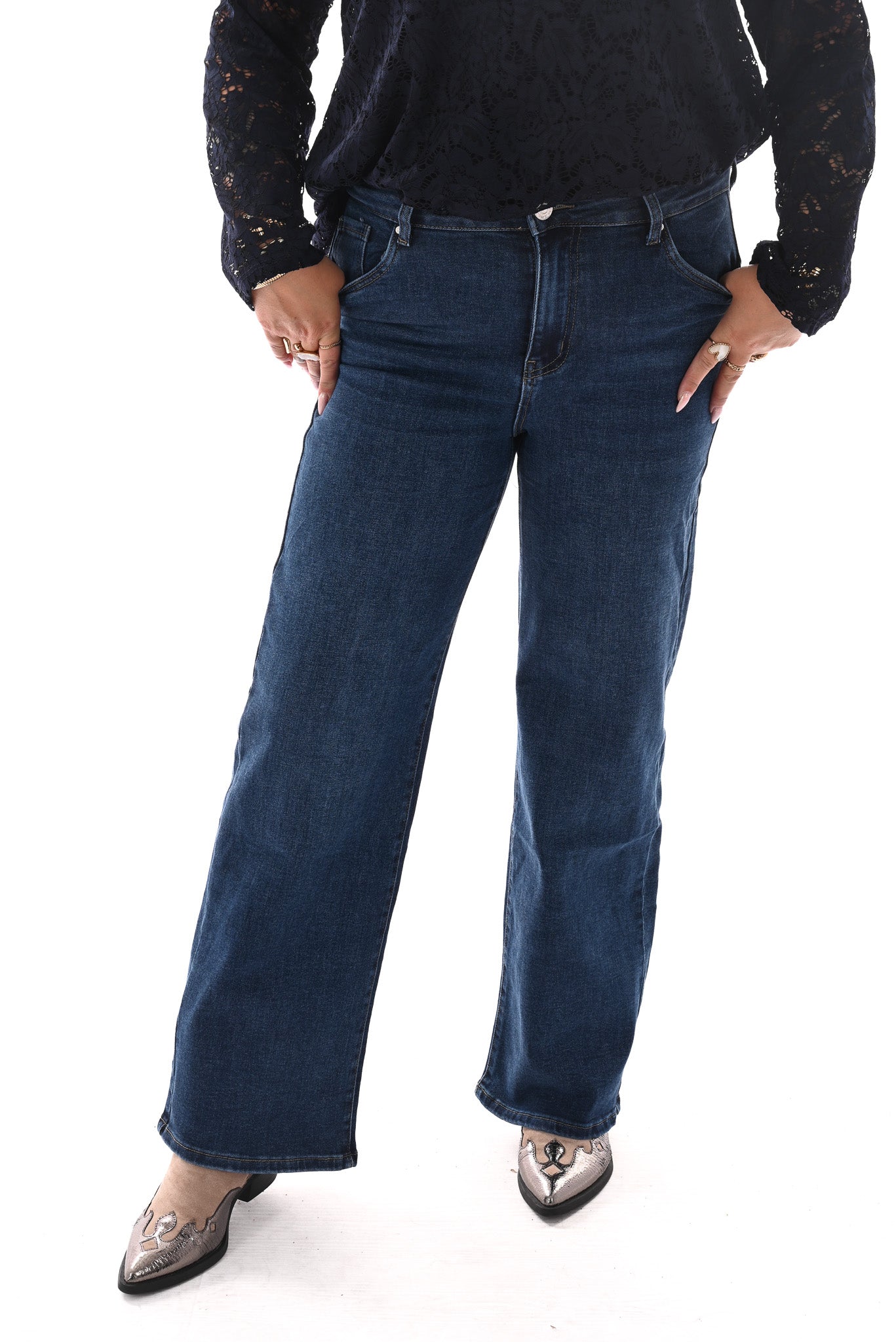 Goodies wide leg middenblauw