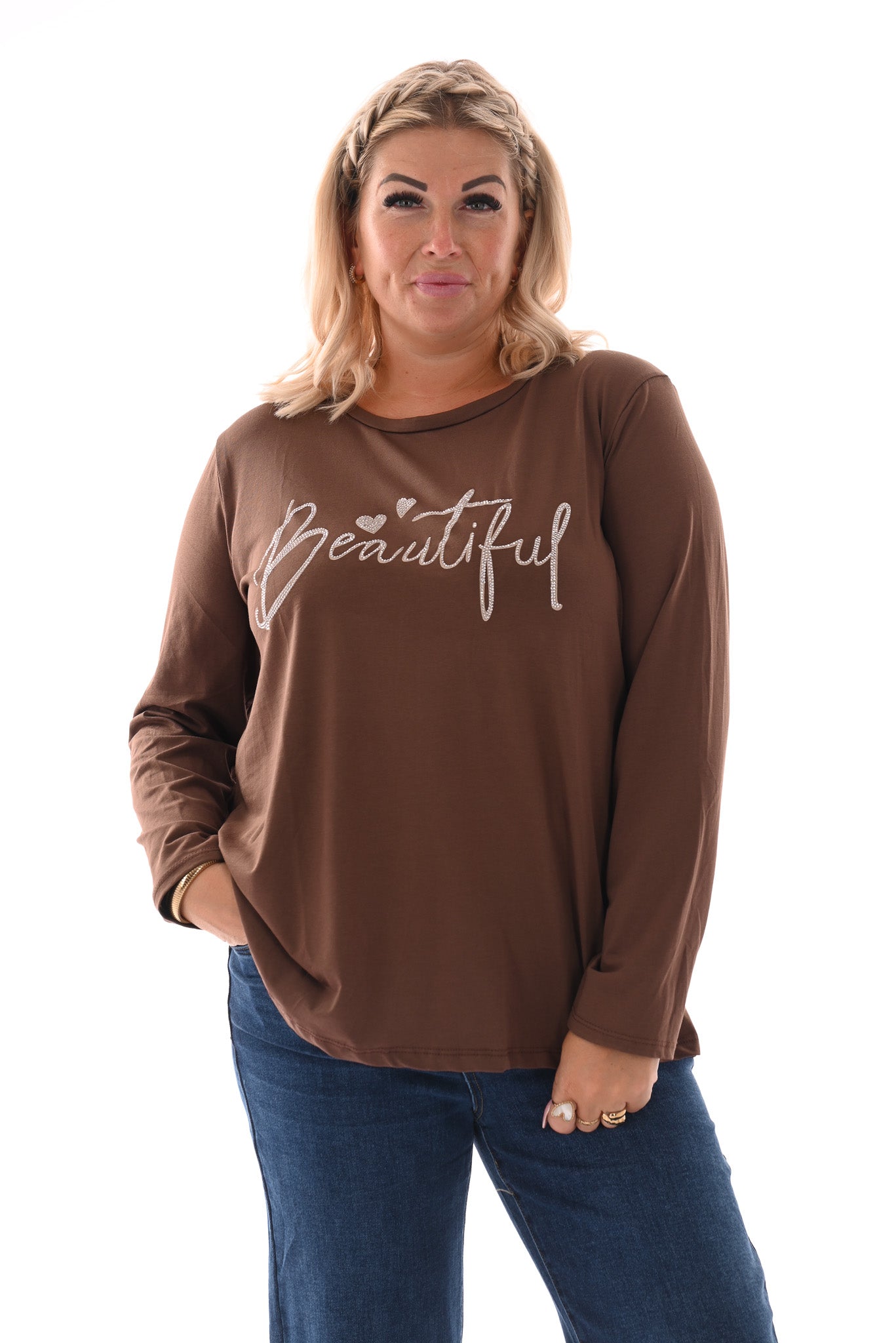 Shirt lange mouwen beautiful bruin