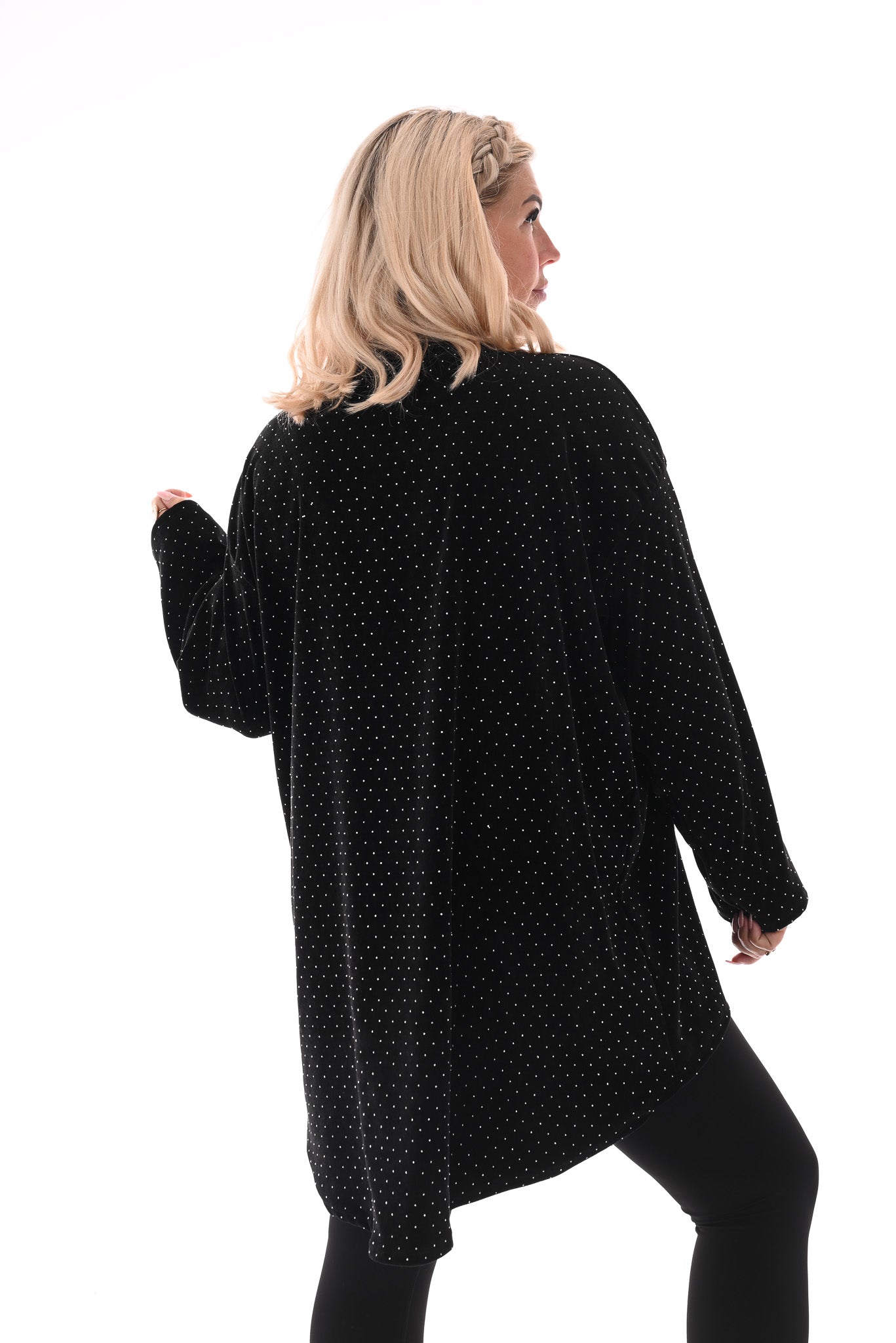 Velvet tuniek met strass en ketting zwart