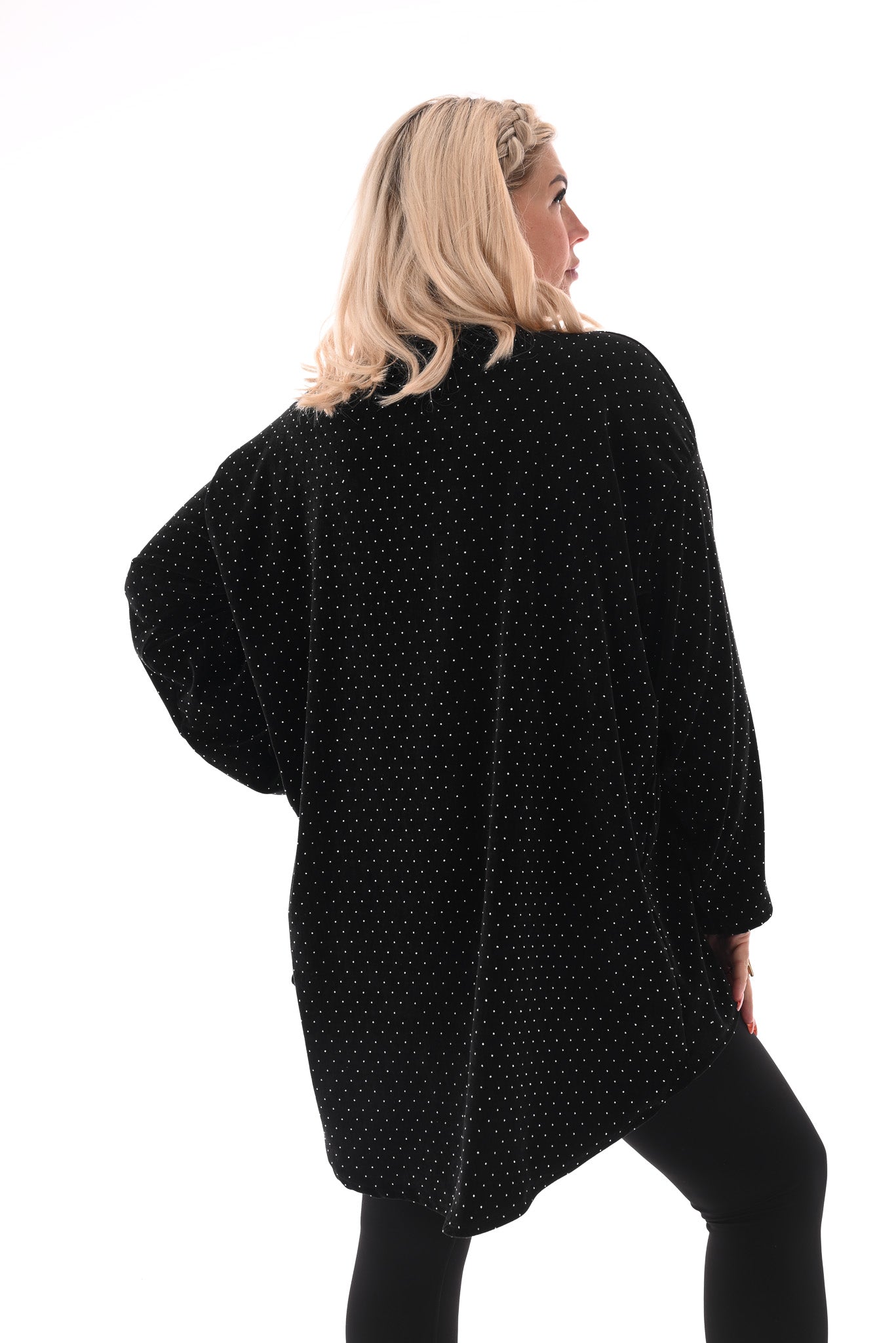 Velvet tuniek met strass en ketting zwart