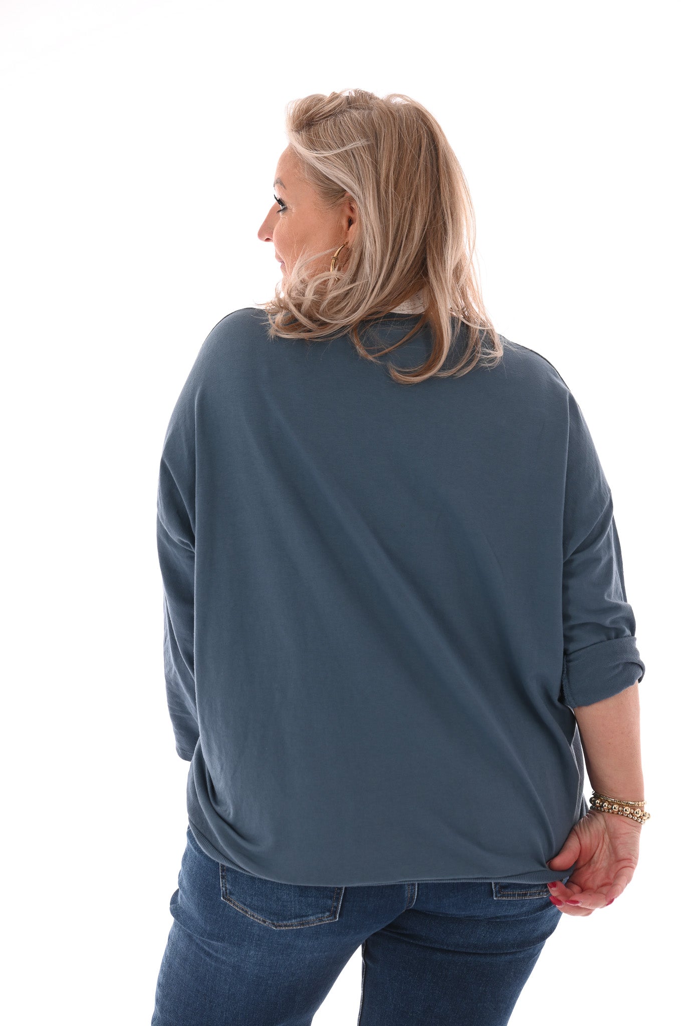 Basic top jeansblauw