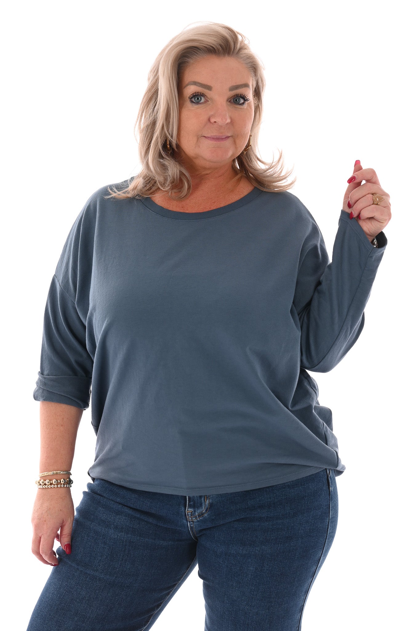 Basic top jeansblauw