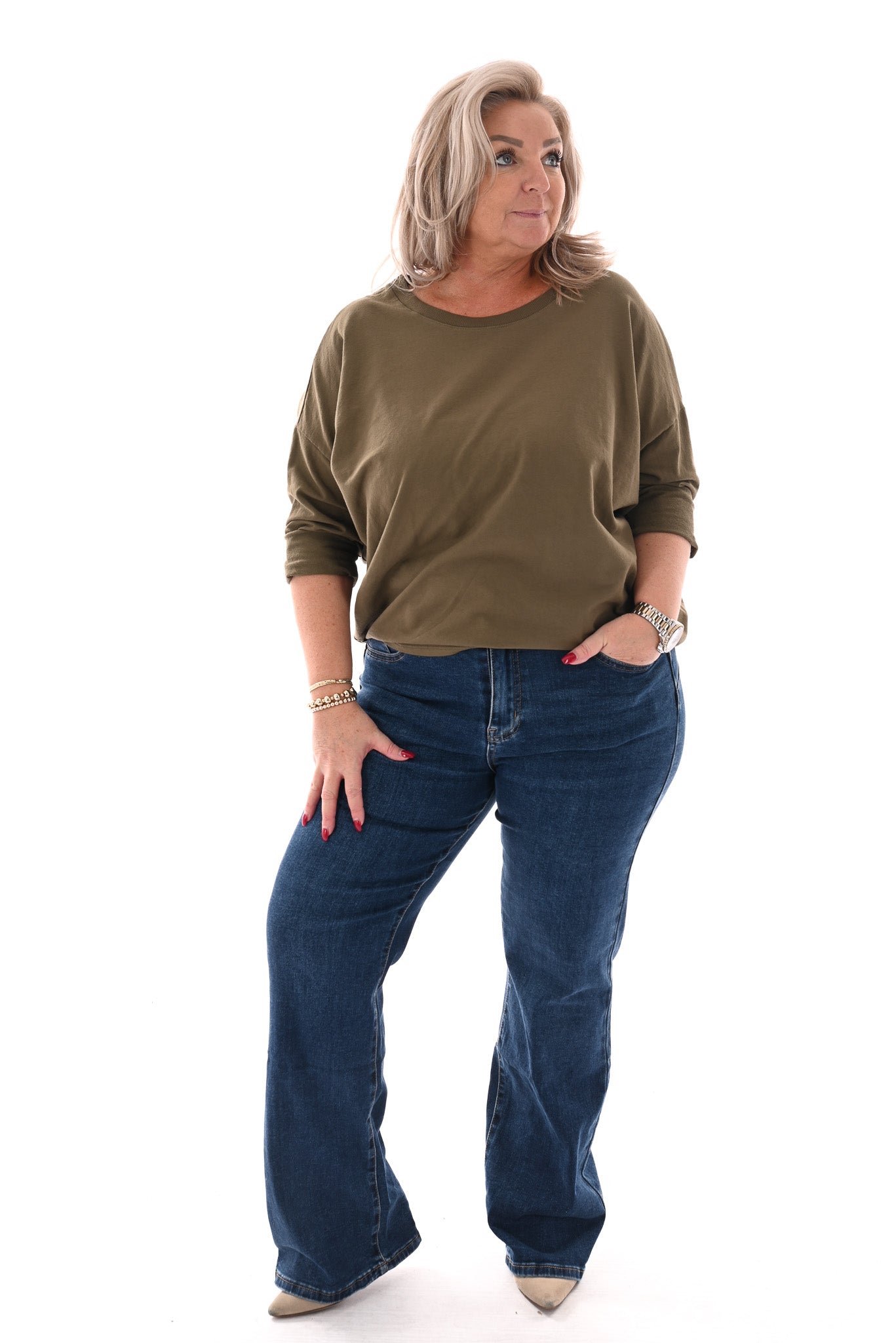 Basic top legergroen
