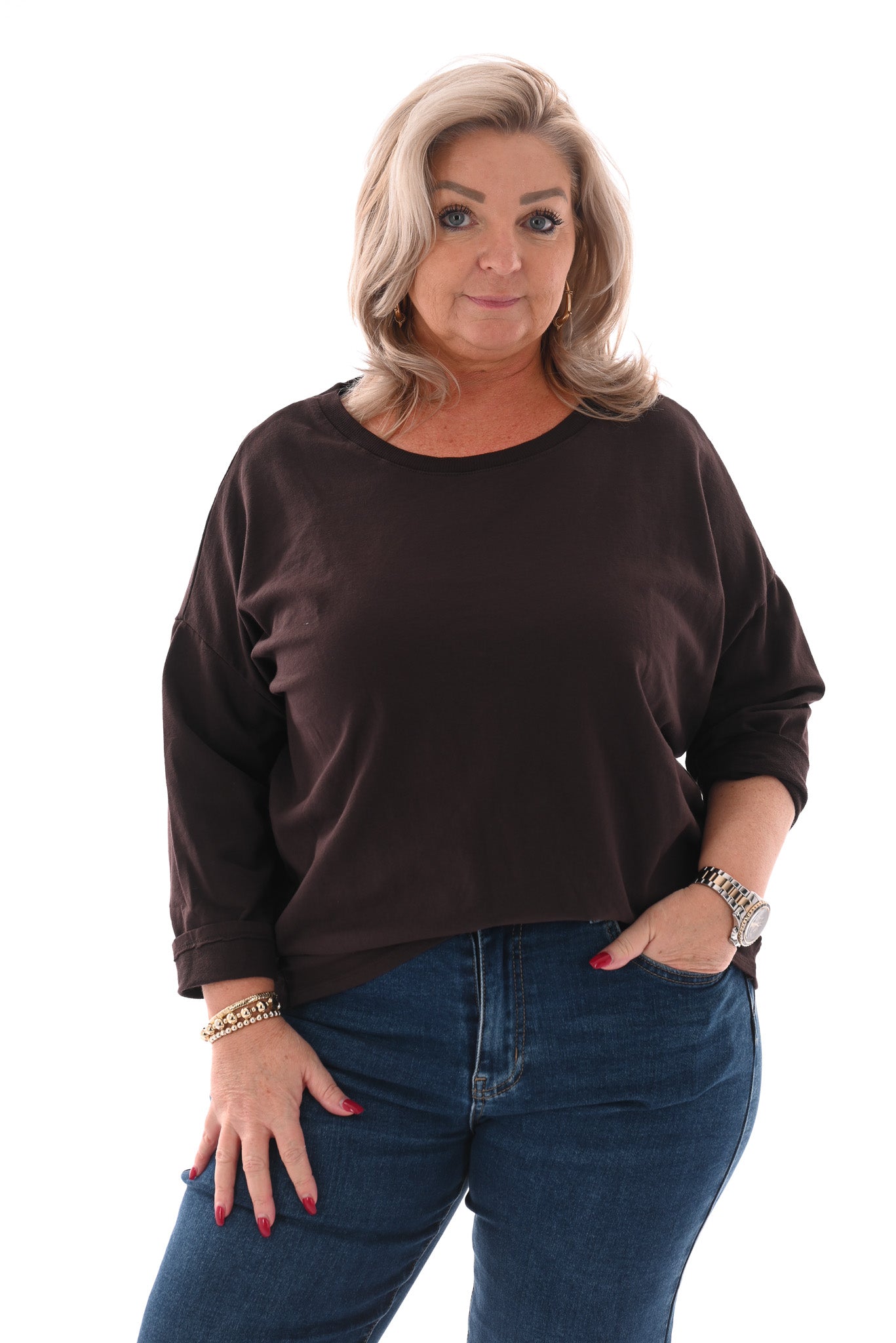 Basic top donkerbruin