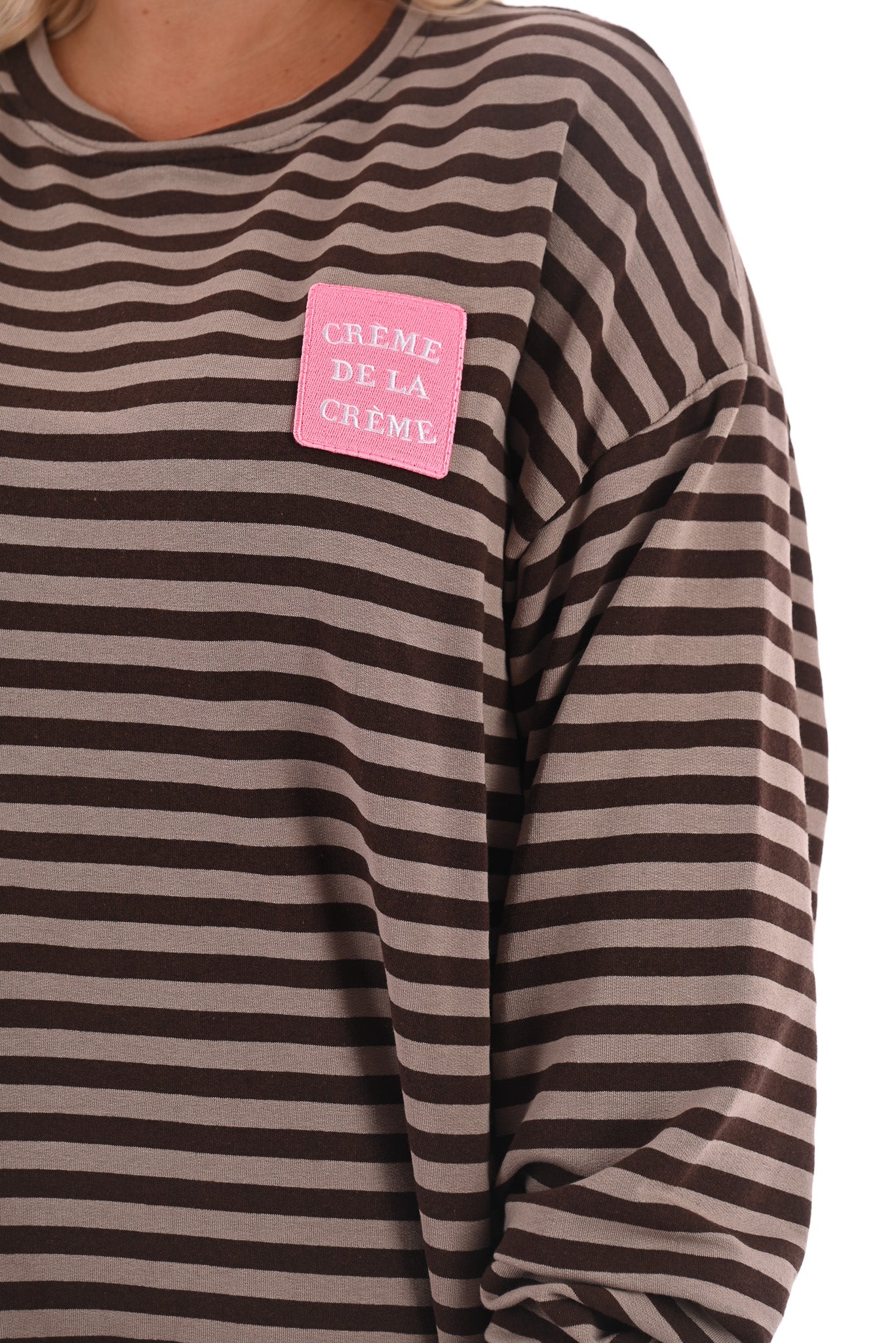 Gestreepte oversized trui taupe/bruin