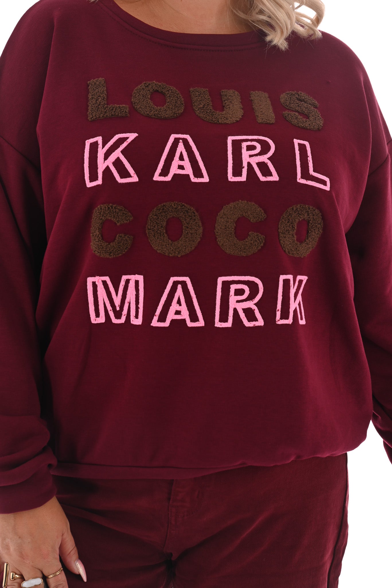 Trui teddy namen bordeaux