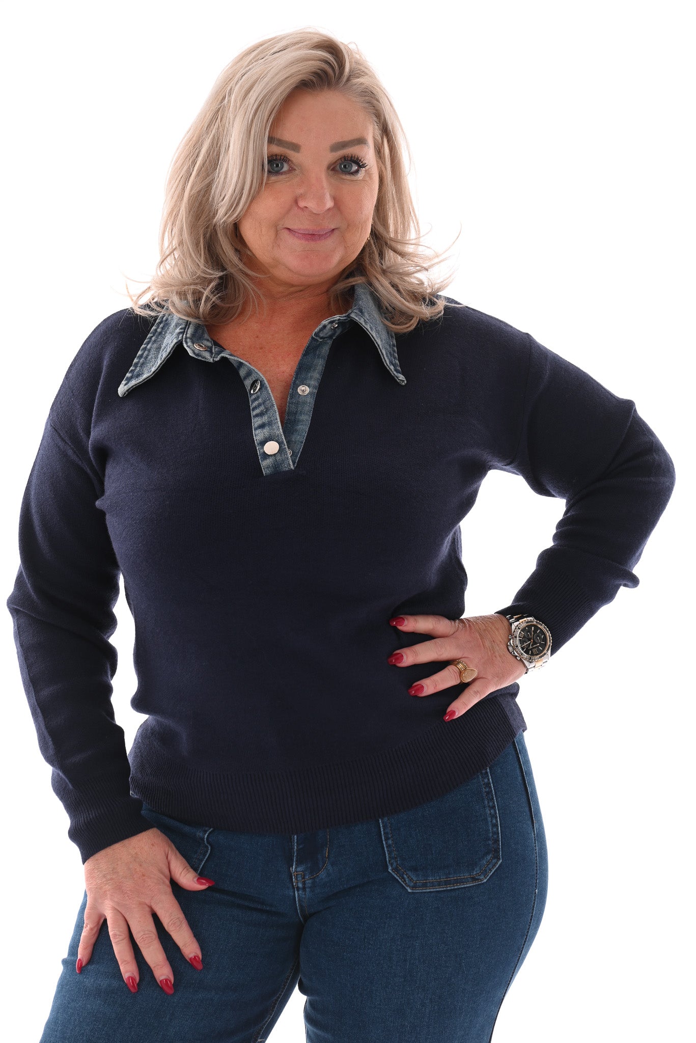 Trui met jeans marineblauw