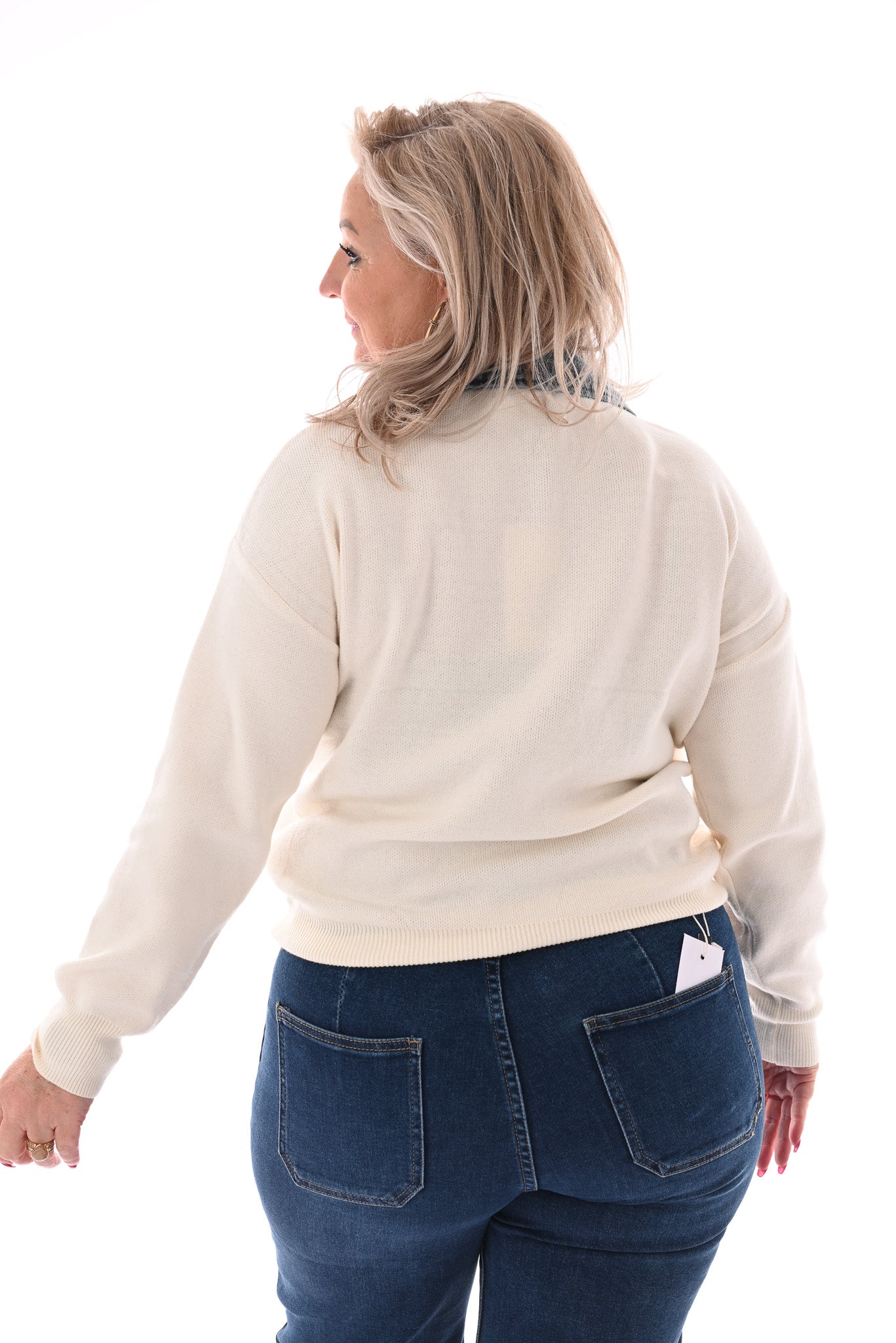 Trui met jeans roomwit