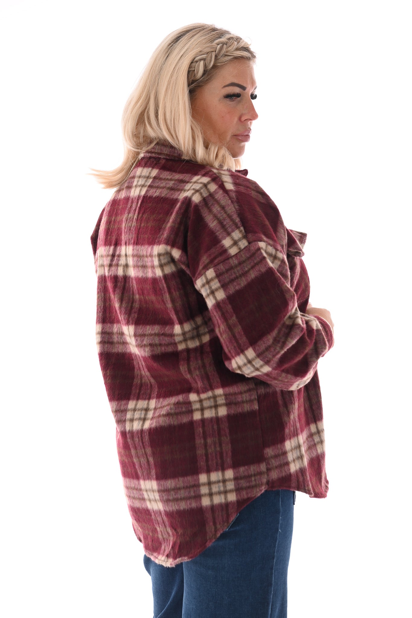 Jas ruit bordeaux