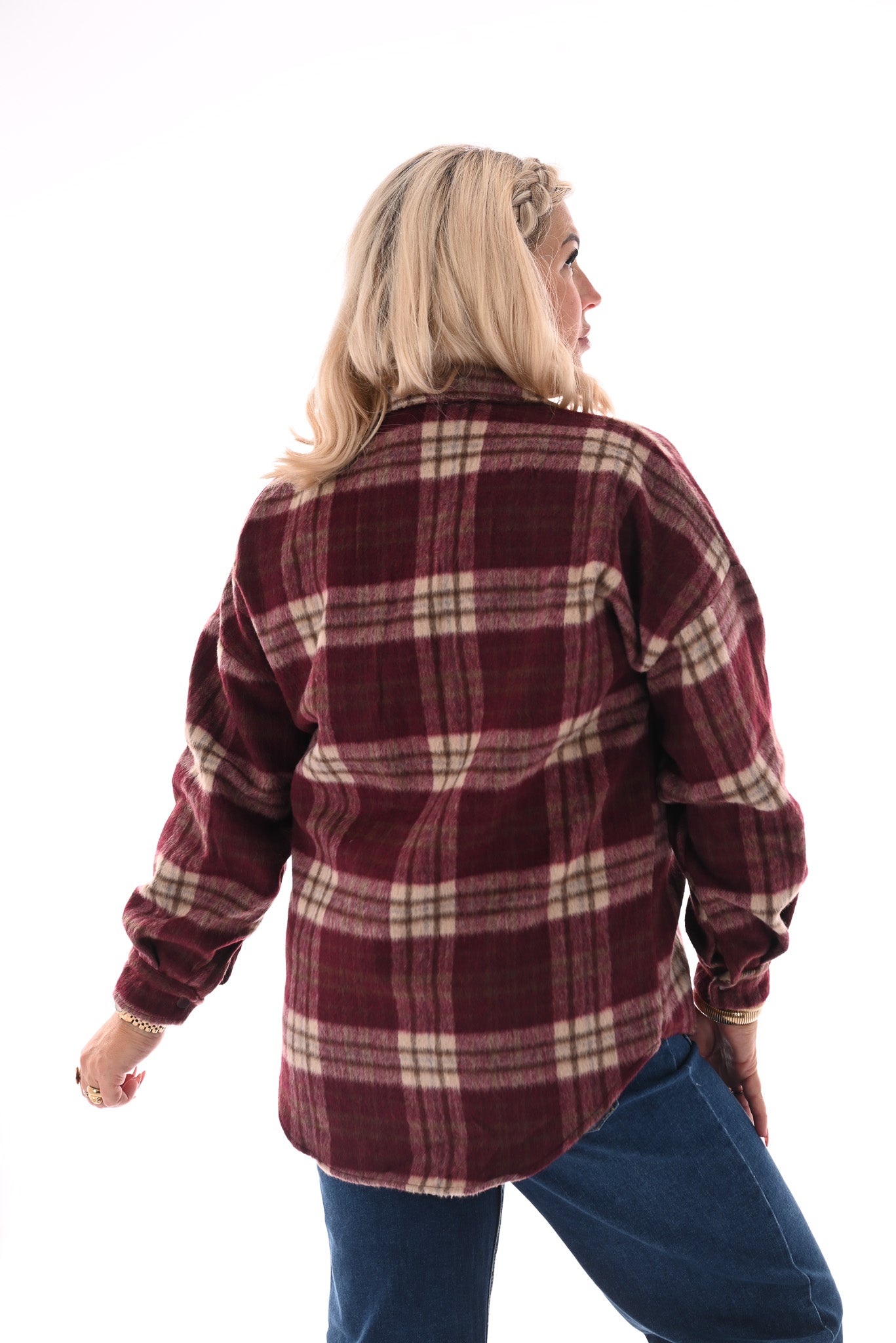 Jas ruit bordeaux