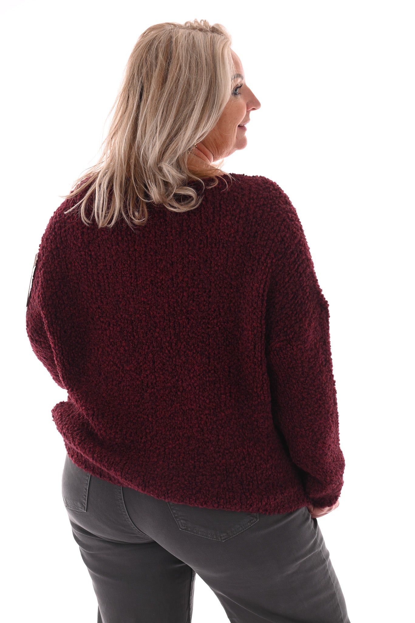 Boucle trui v-hals bordeaux