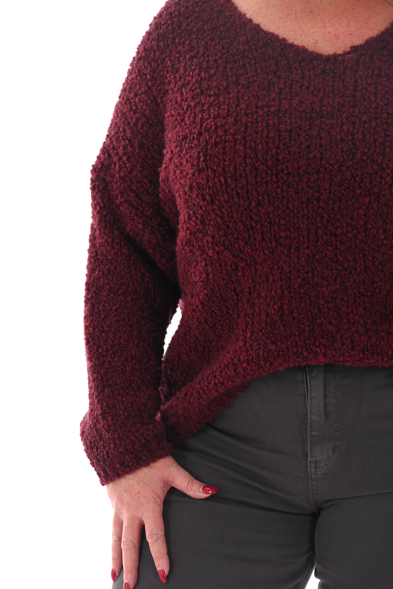 Boucle trui v-hals bordeaux
