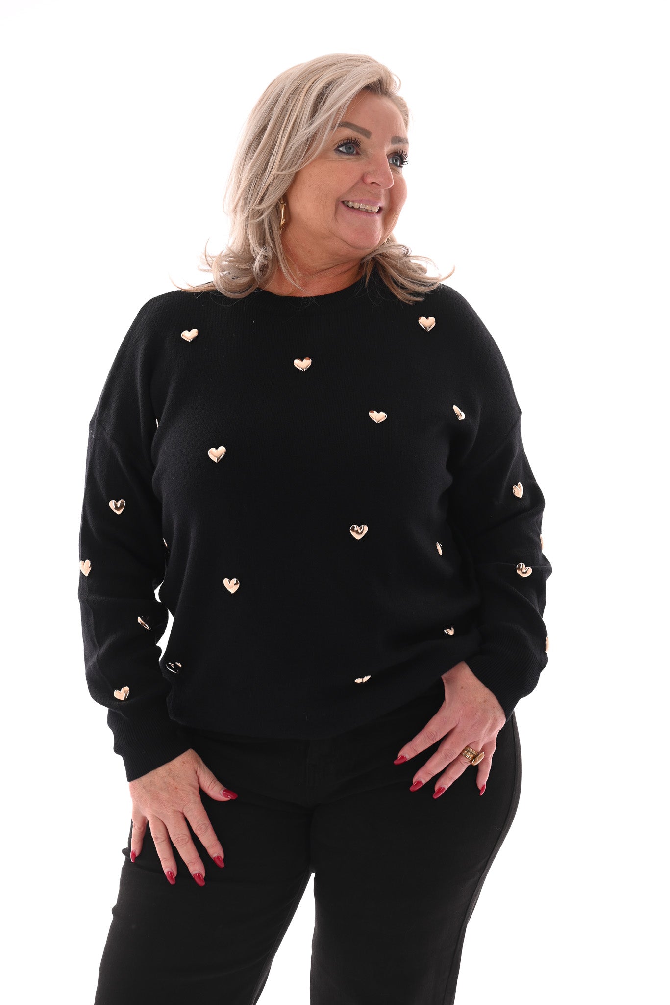 Trui met hartjes zwart