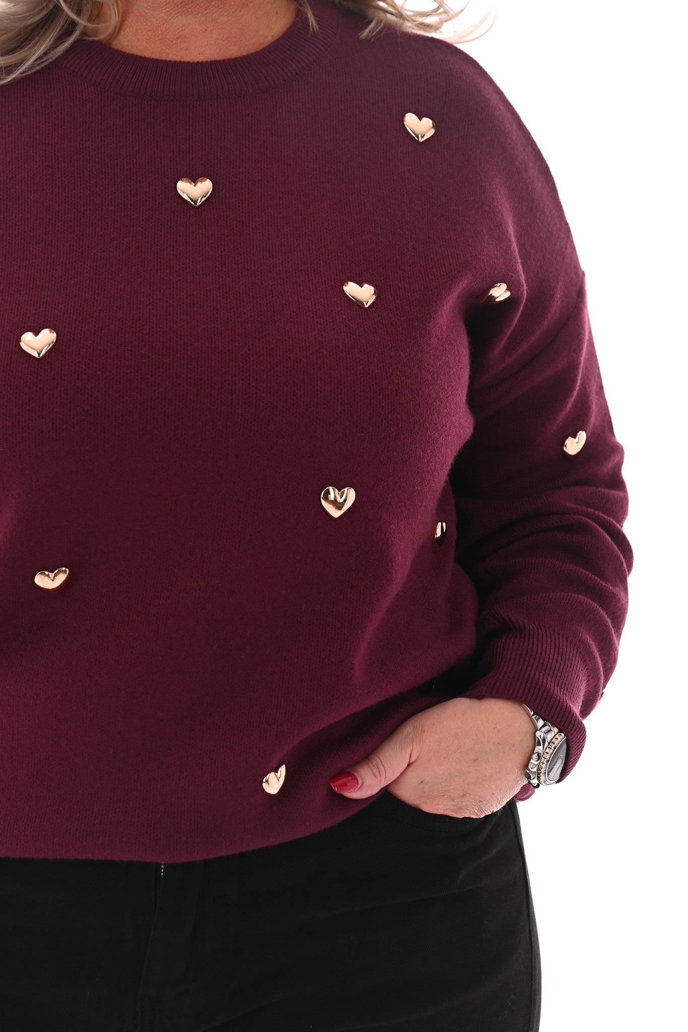 Trui met hartjes bordeaux