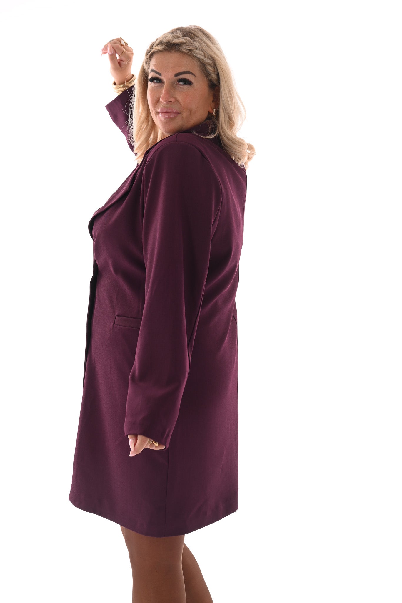 Blazer jurk uni aubergine