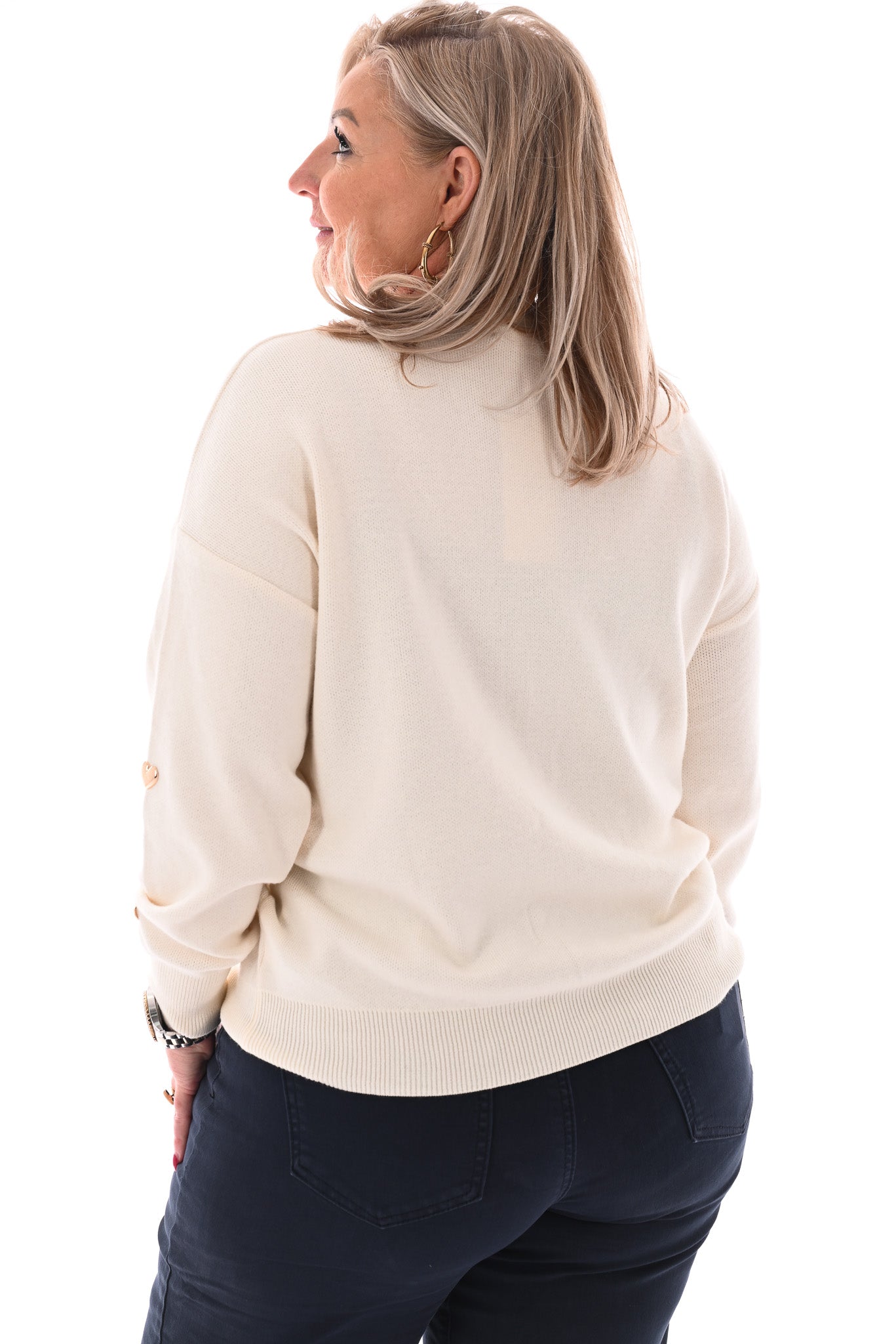 Trui met hartjes creme