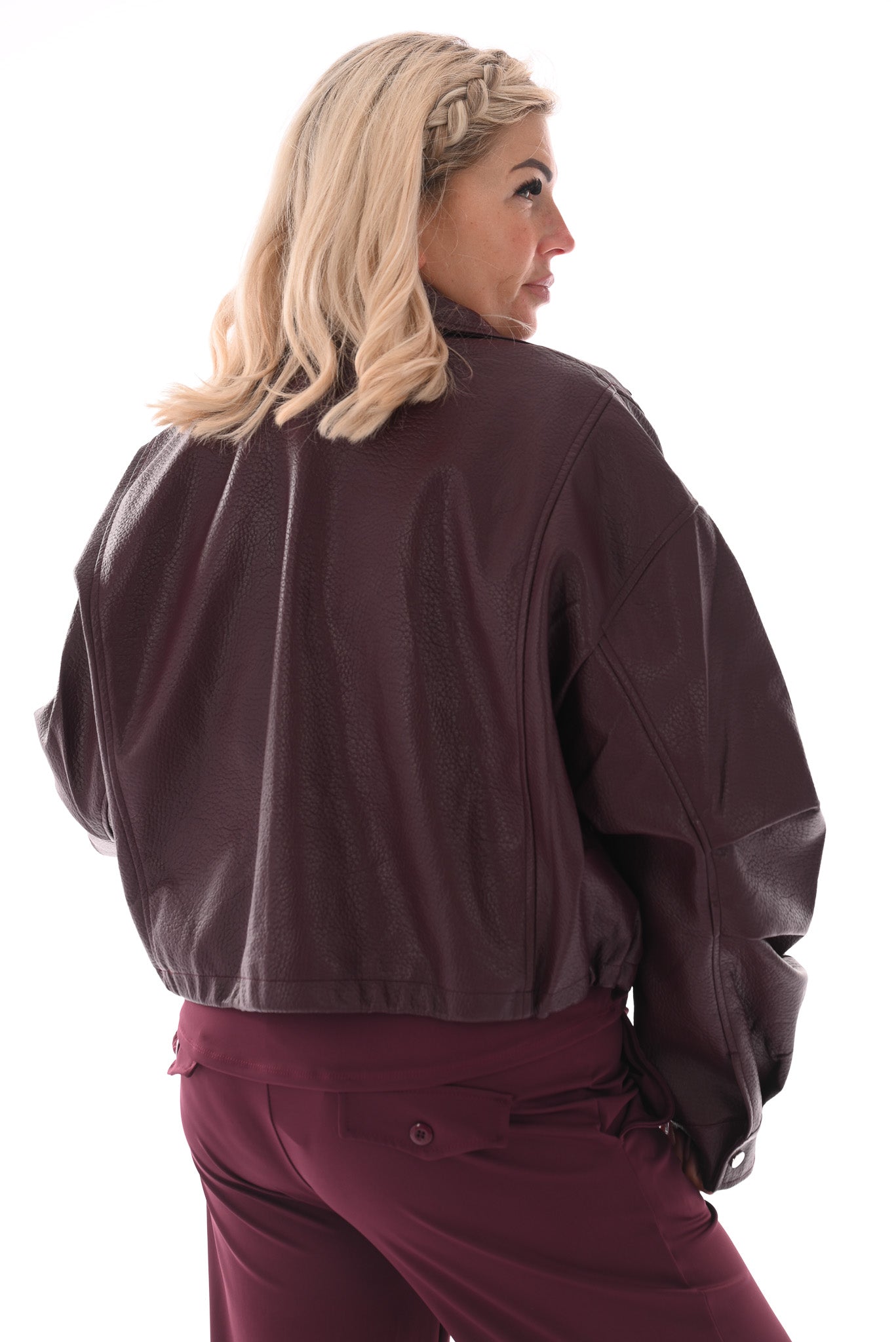 Leatherlook bomber bordeaux