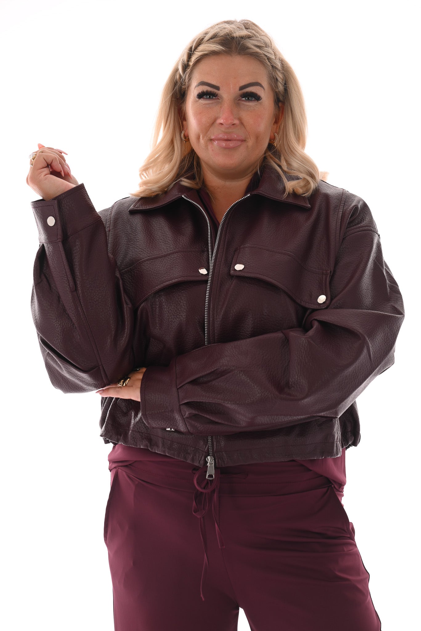 Leatherlook bomber bordeaux