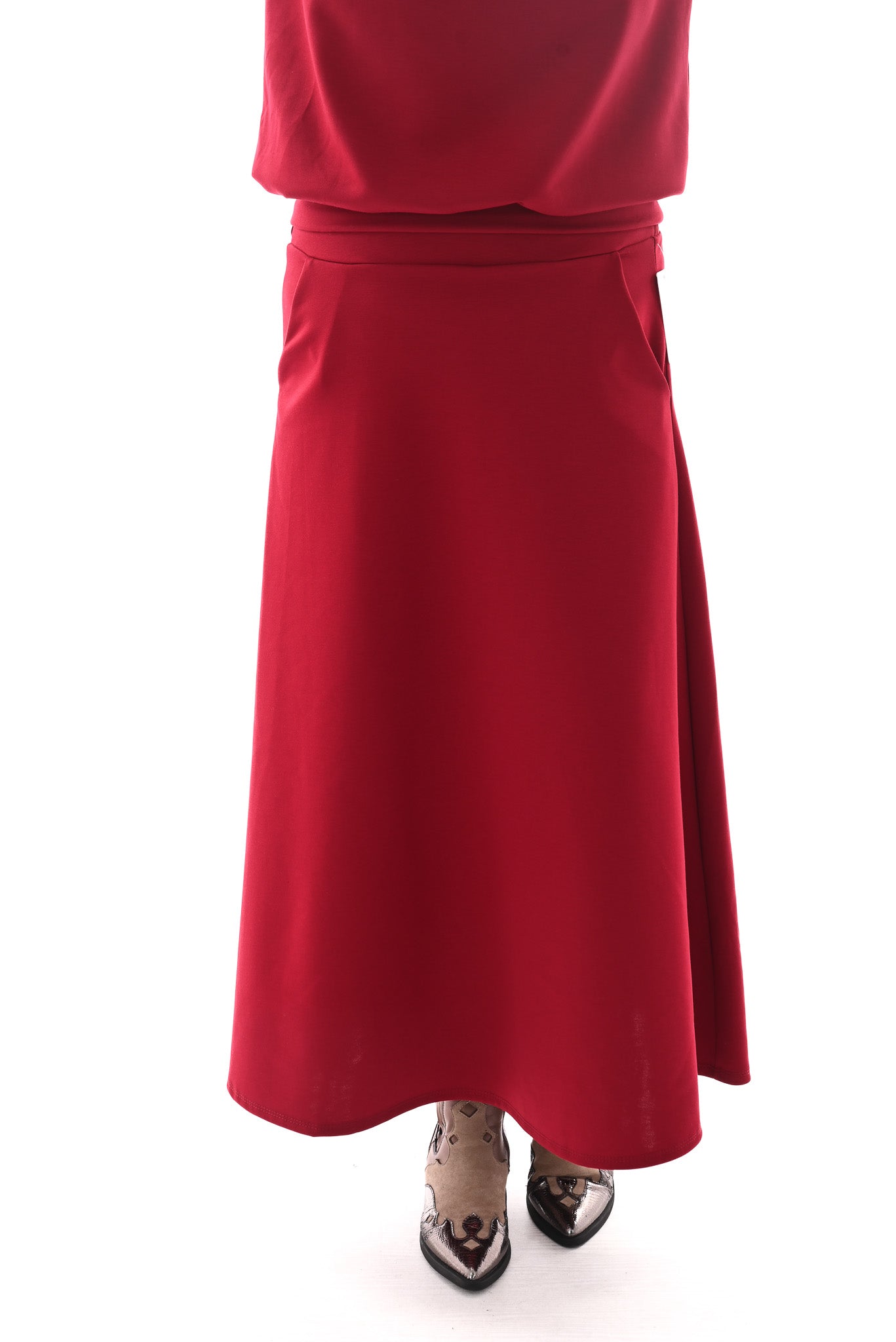 Tweedelig set sweater en rok bordeaux